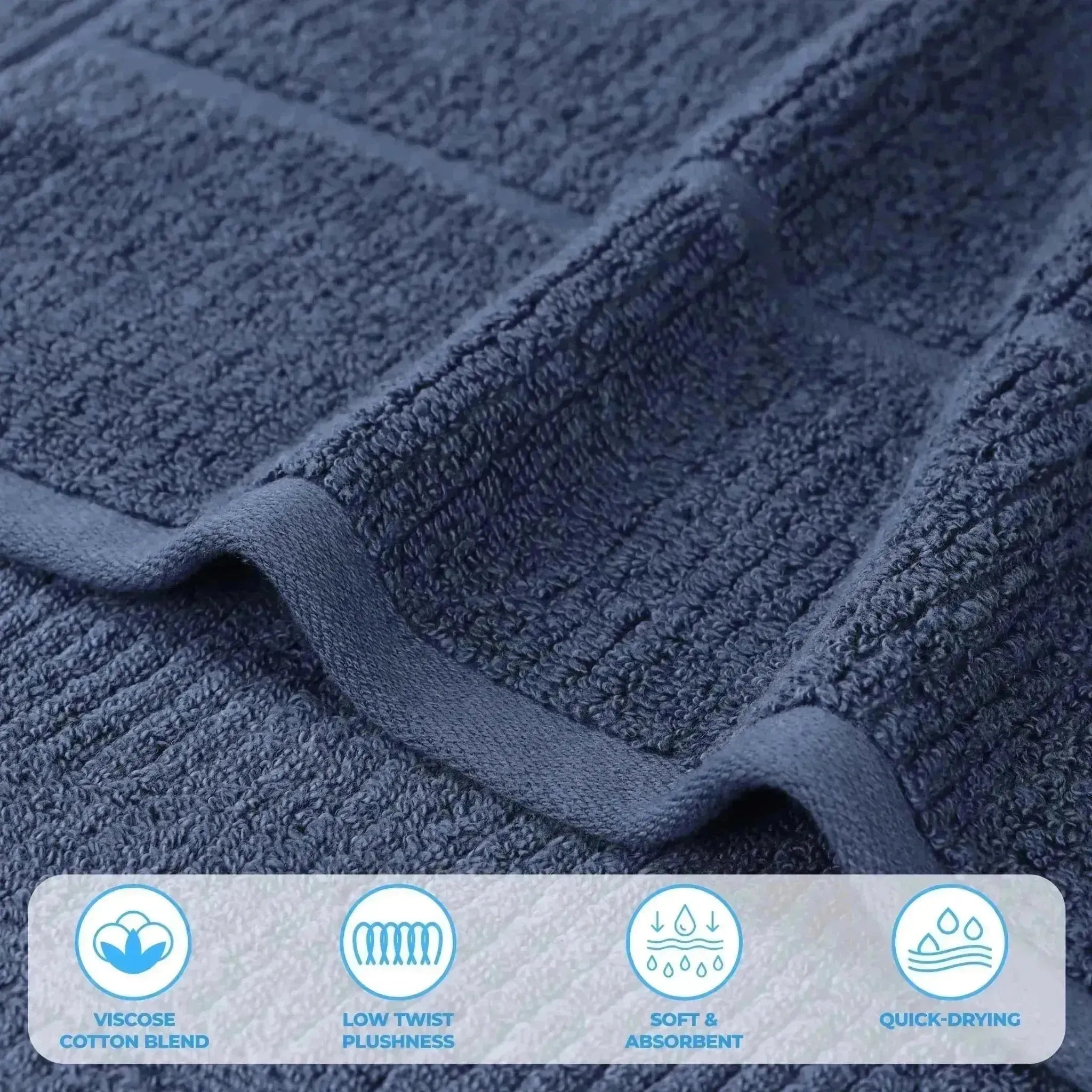 Elegant Ribbed Viscose Cotton Blend Bath Towel Set