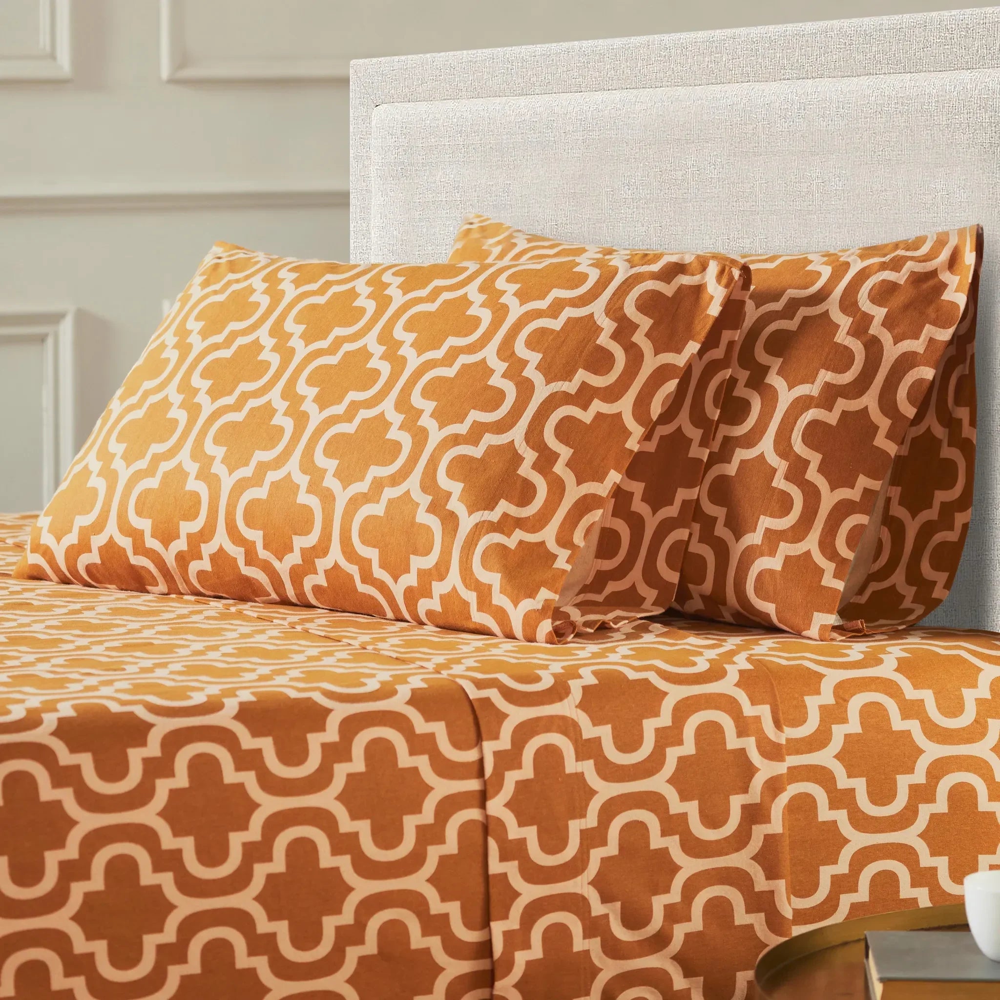 Geometric-quatrefoil Cotton Bed Sheet Set