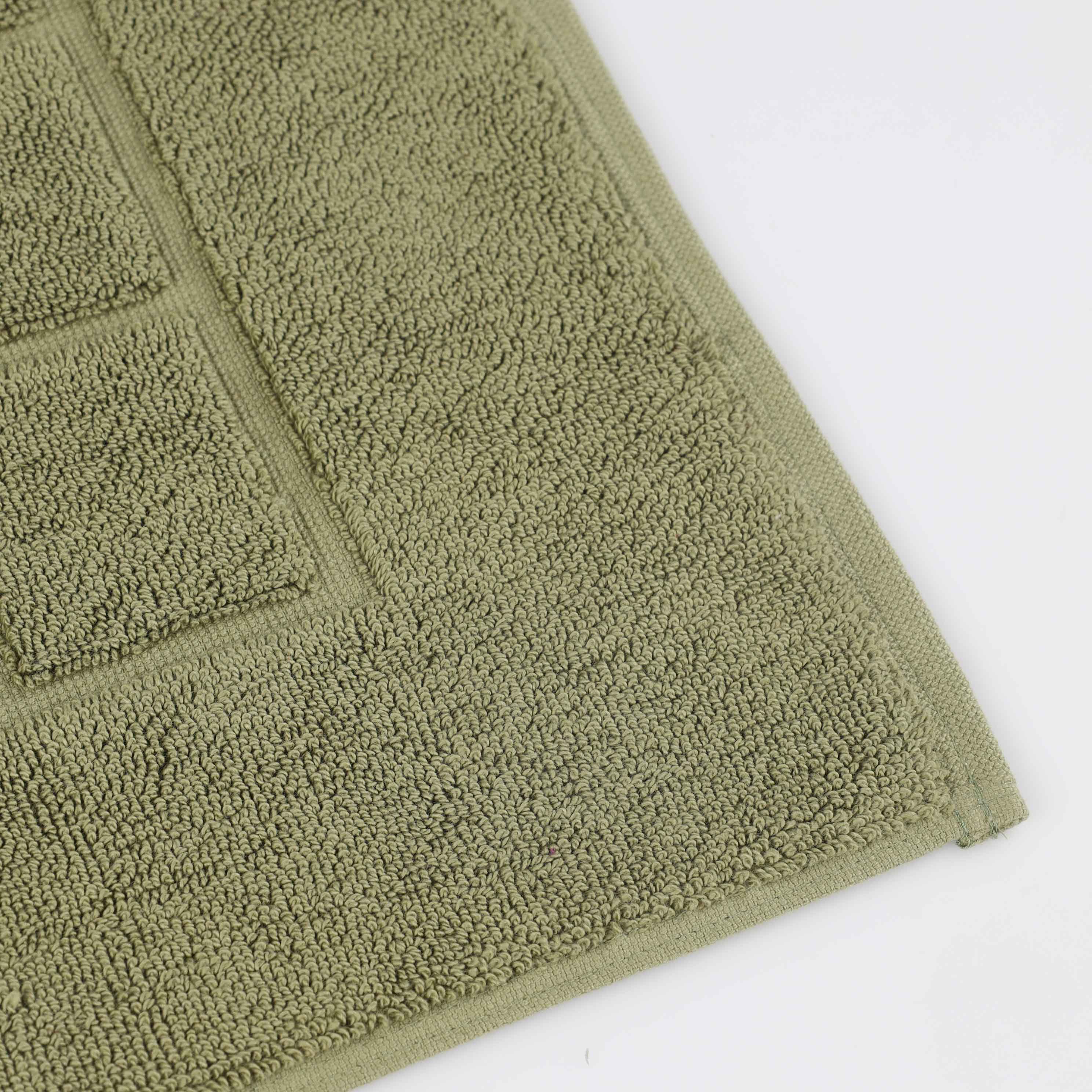 Embossed-grid Terry Cloth Bath Mat Set
