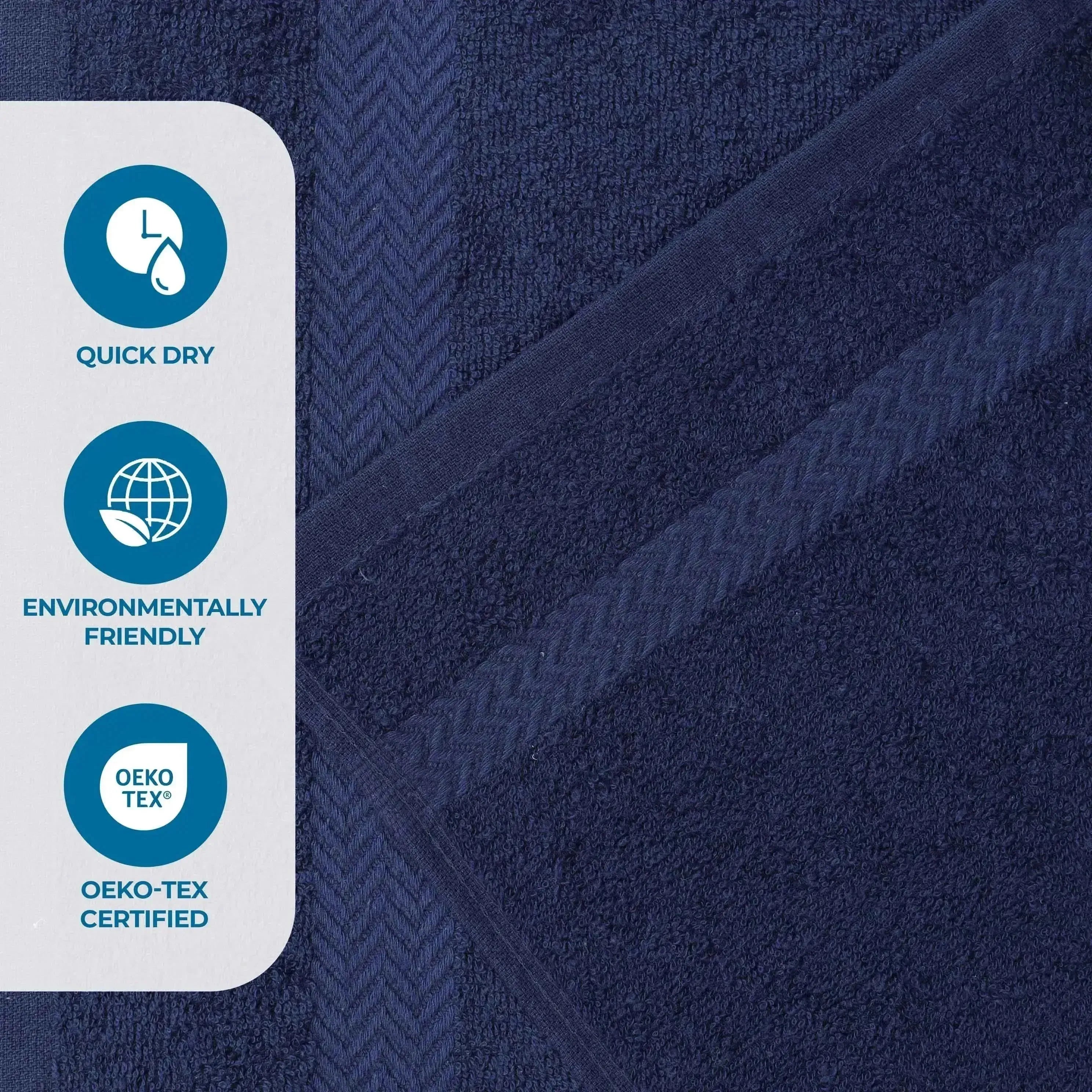 Diagonal-textured Banded Cotton Face Towel Set