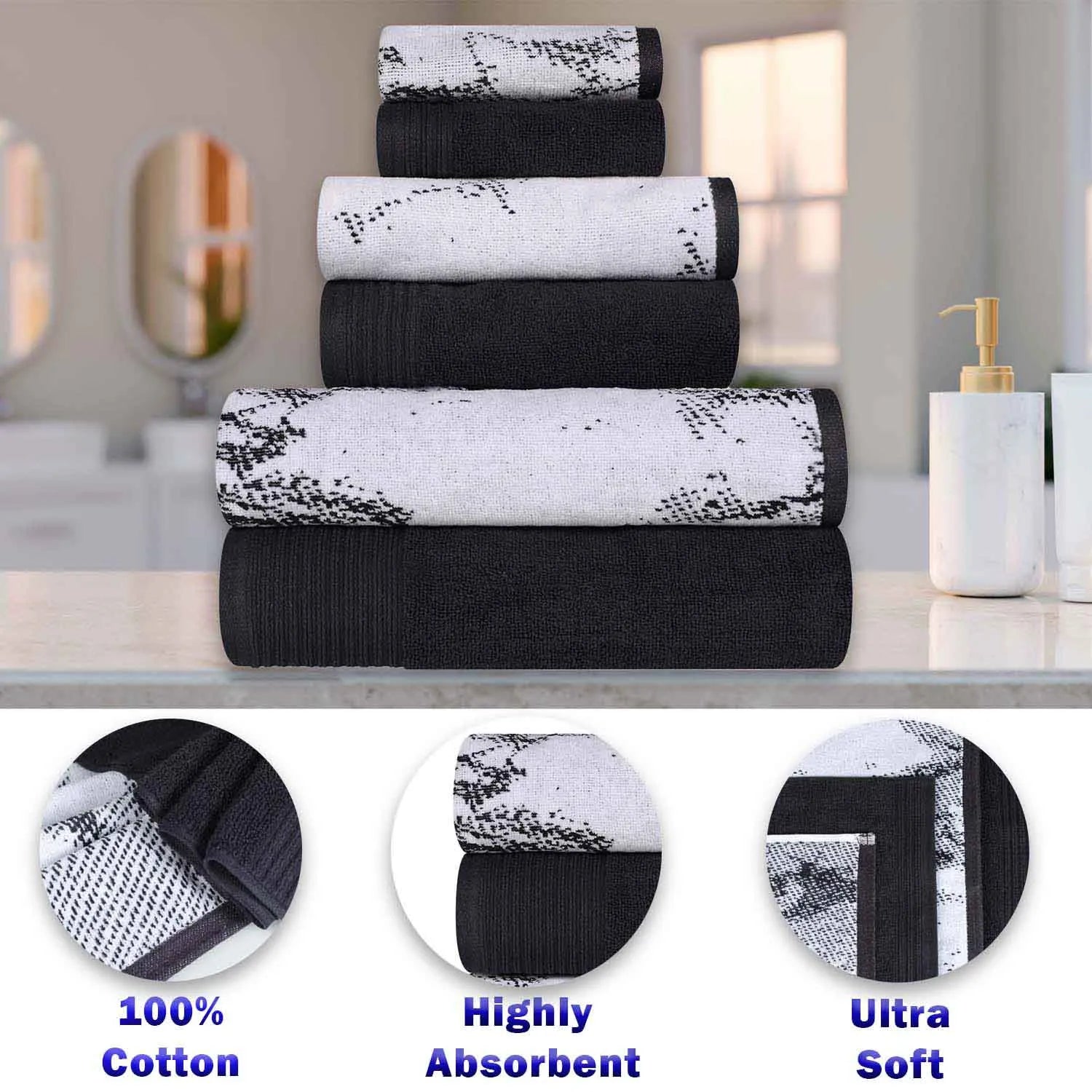 Abstract-patterned Cotton Bath Towel Set