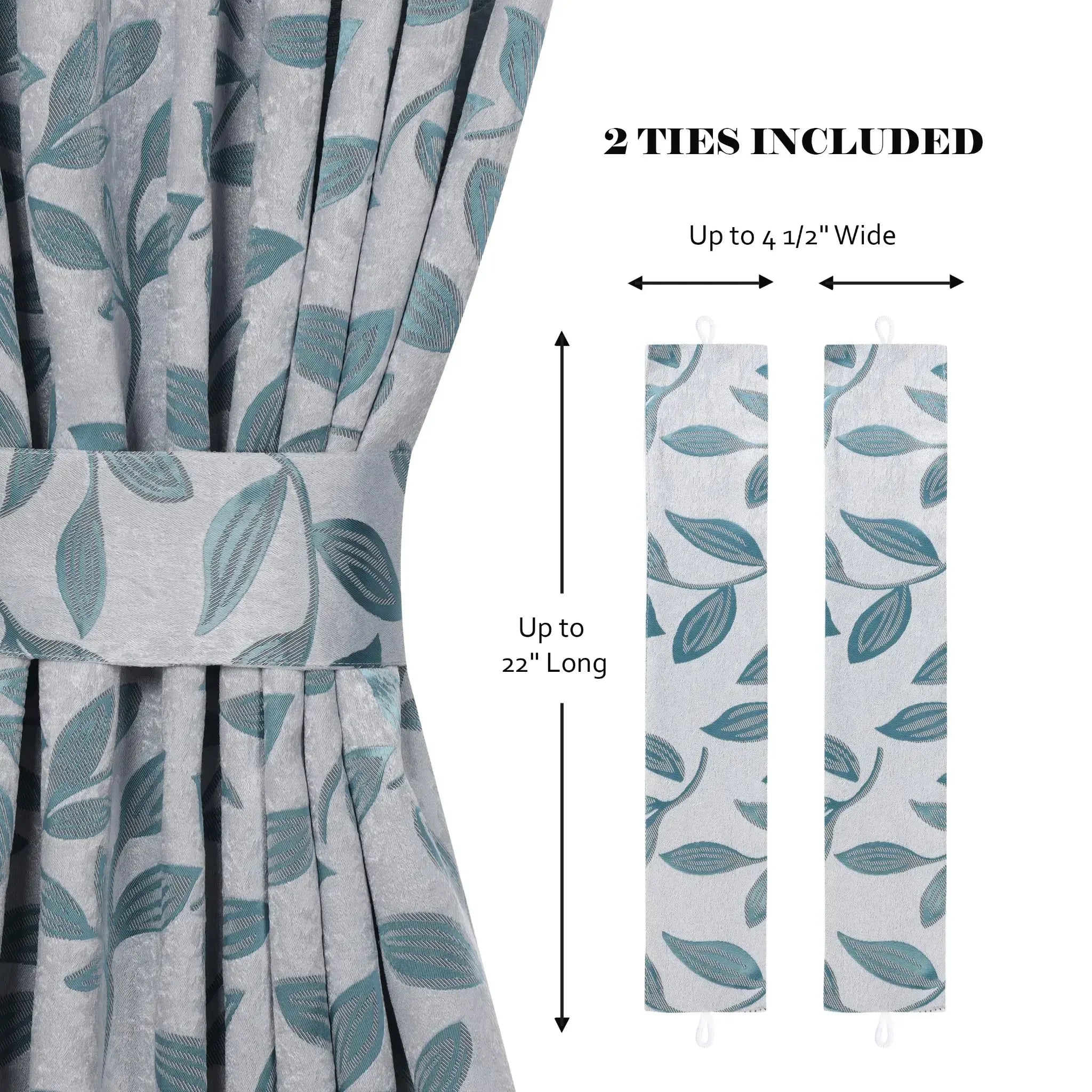 Leaf-patterned Fabric Curtain Tieback Set of 2