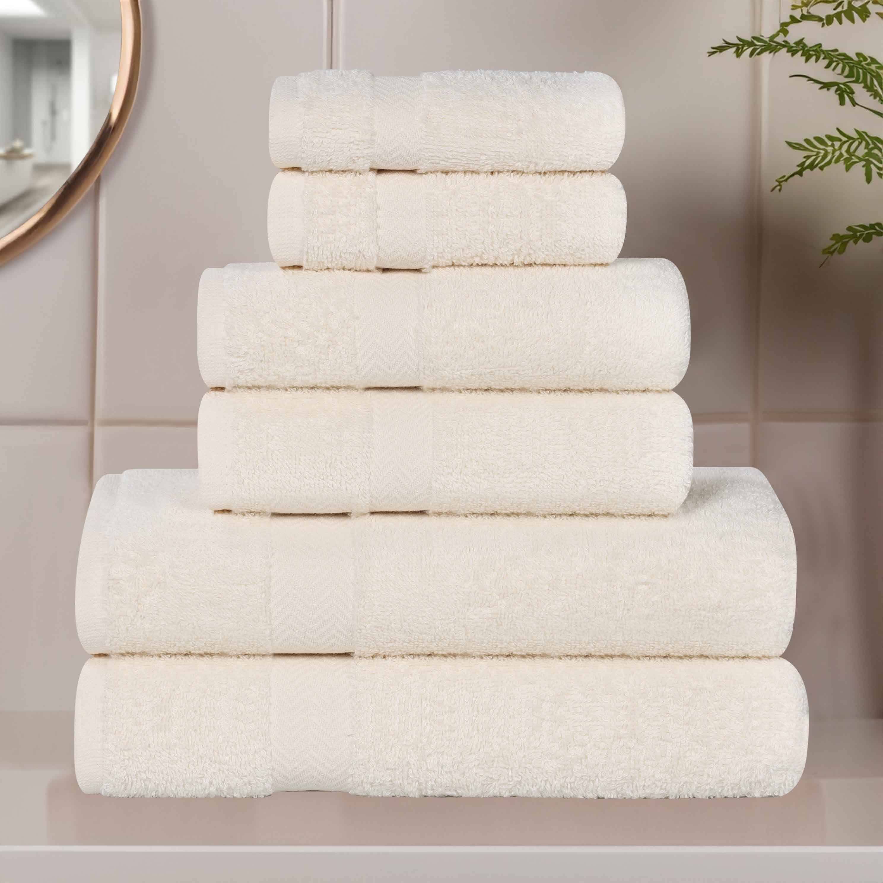 Textured-border Cotton Towel Set
