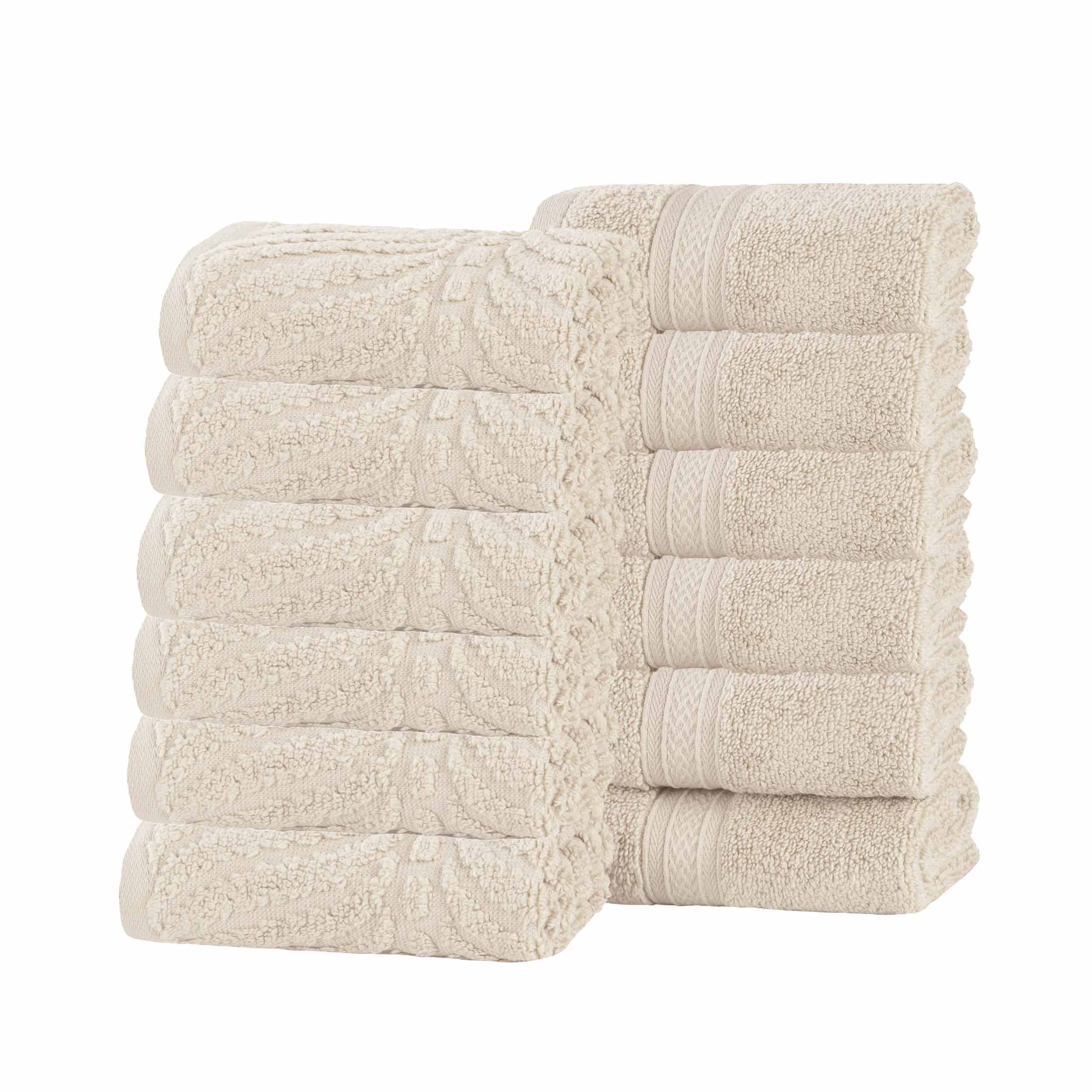 Textured-band Zero Twist Cotton Bath Towel Set