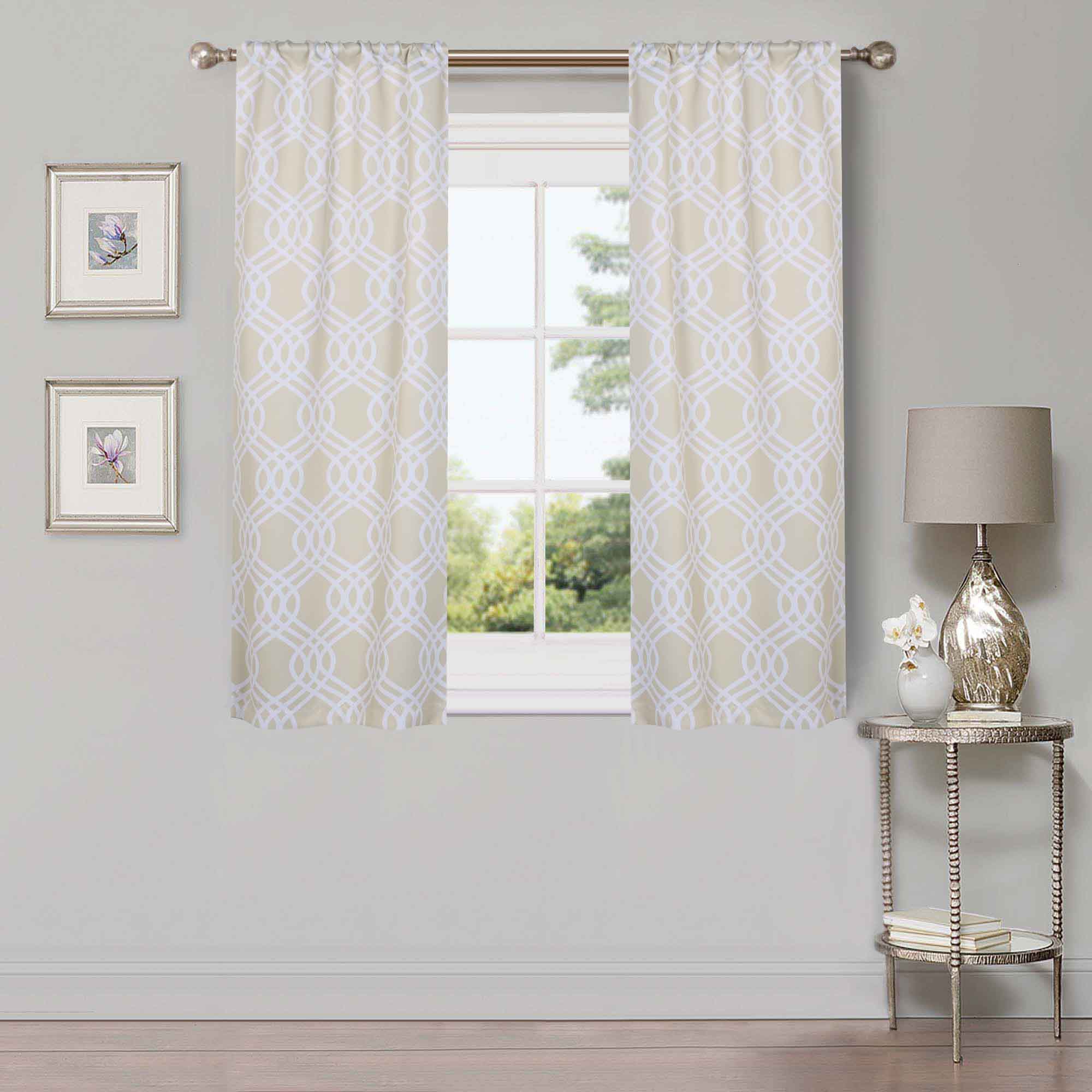 Geometric-patterned Room Darkening Window Curtain Set of 2