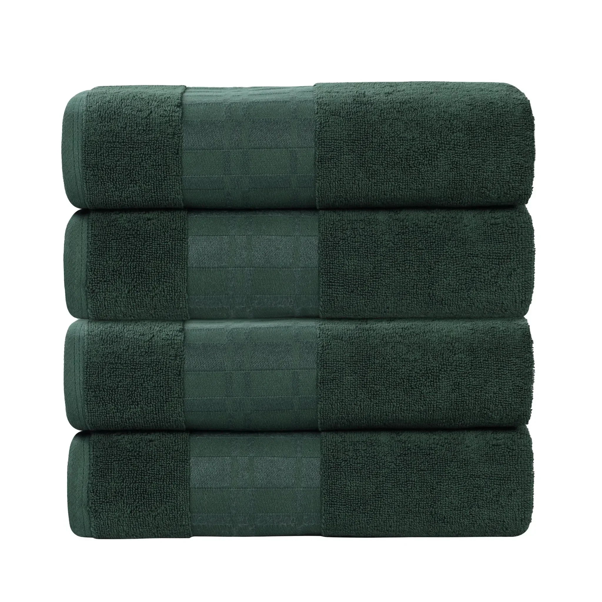 Checkered-patterned Cotton Bath Towel Set