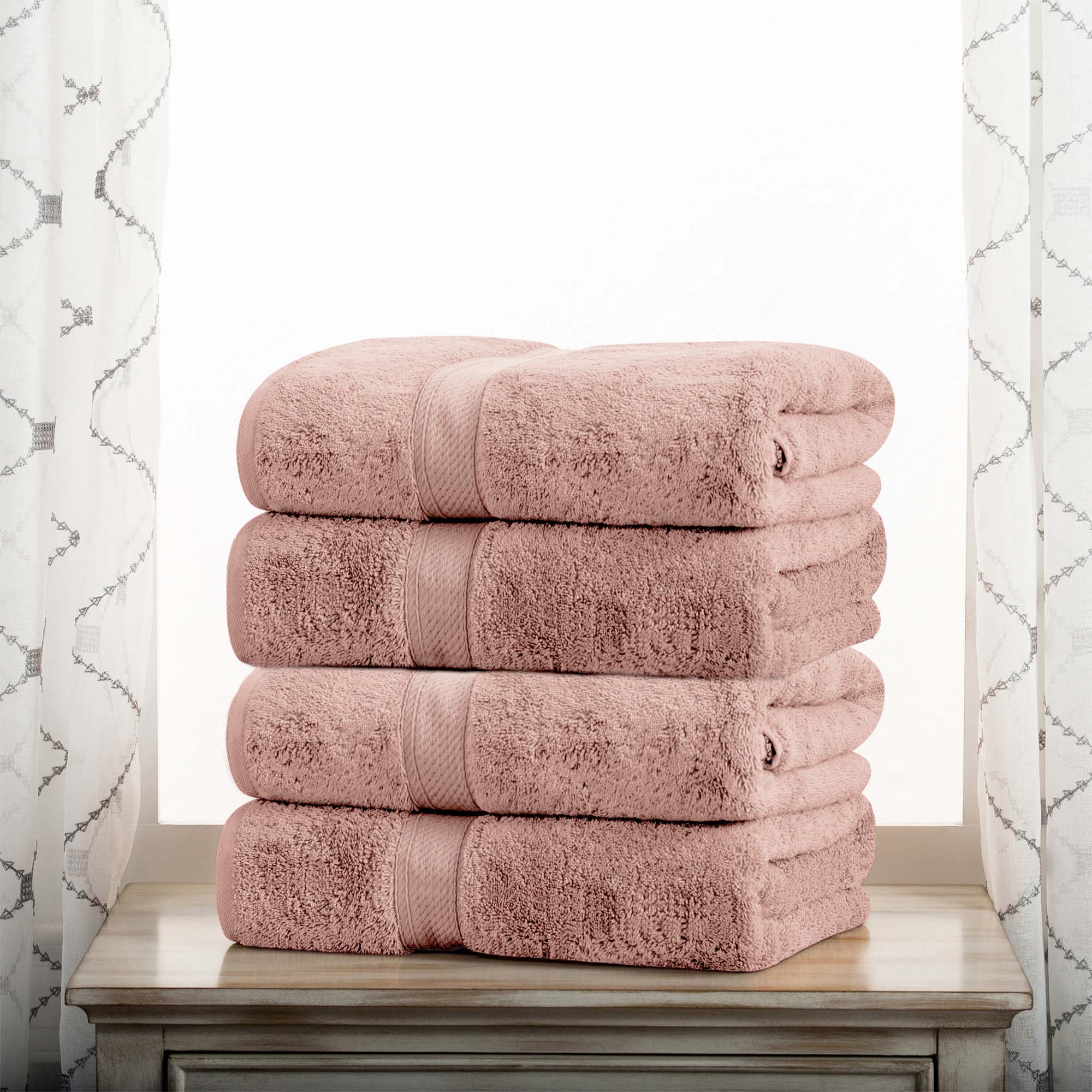 Textured-band Egyptian Cotton Bath Towel Set