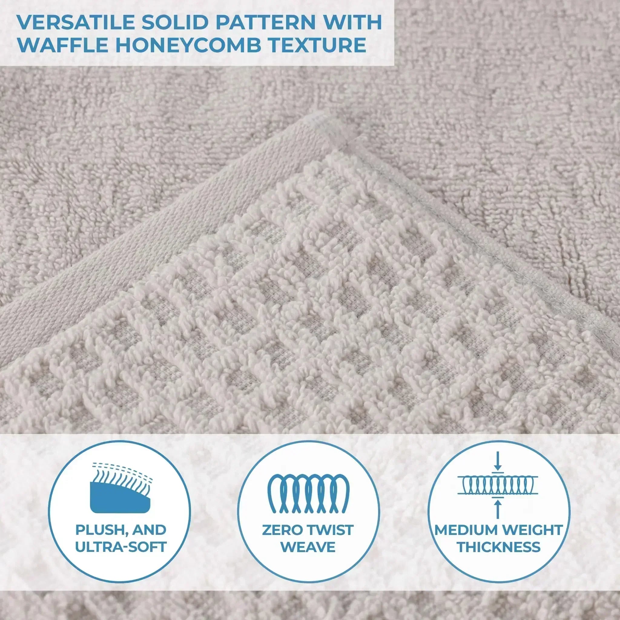 Waffle Honeycomb Zero-Twist Cotton Bath Towel Set