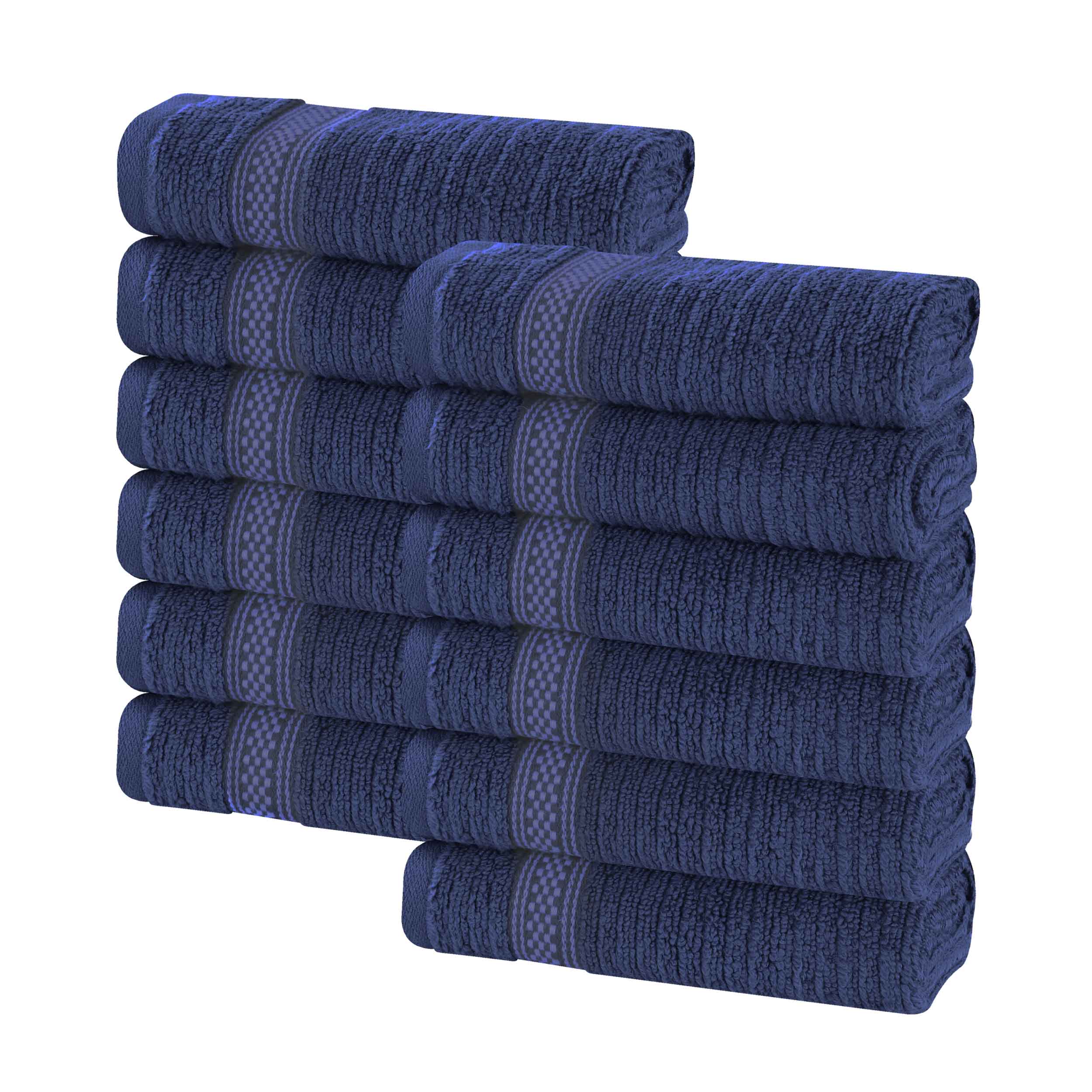 Checkered-border Zero-Twist Cotton Face Towel Set