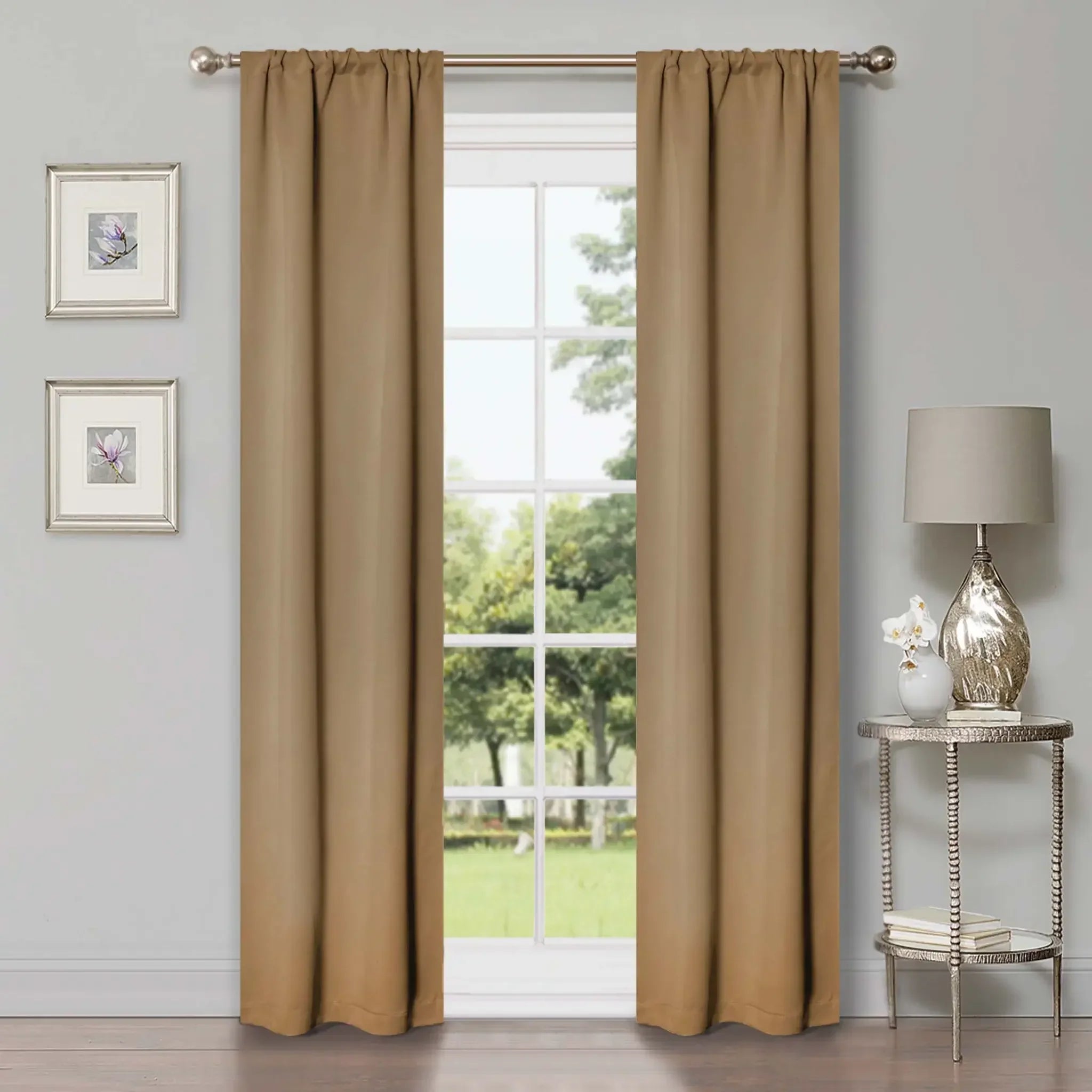 Solid-room Darkening Rod Pocket Window Curtain Set of 2