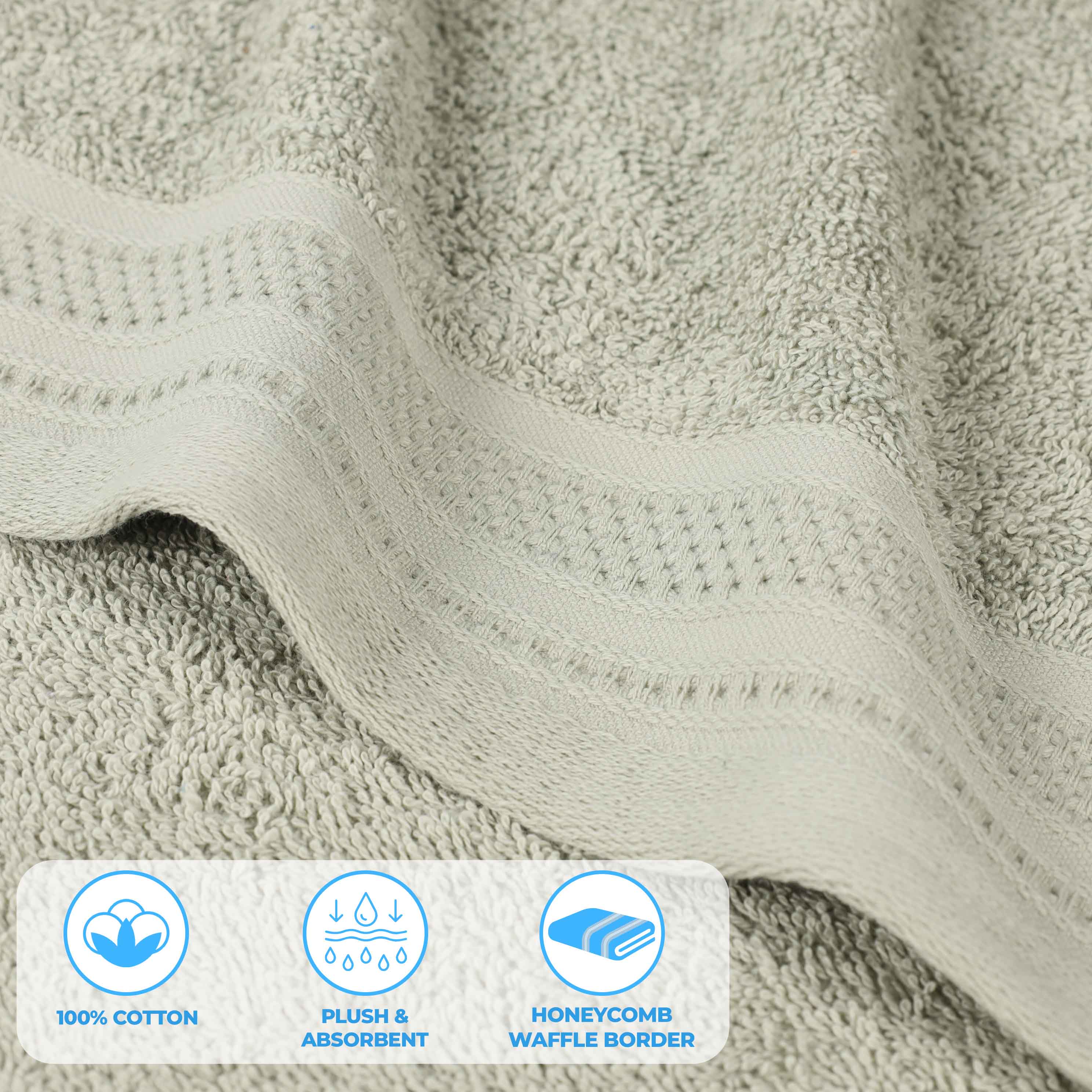 Honeycomb Waffle Border Cotton Towel Set