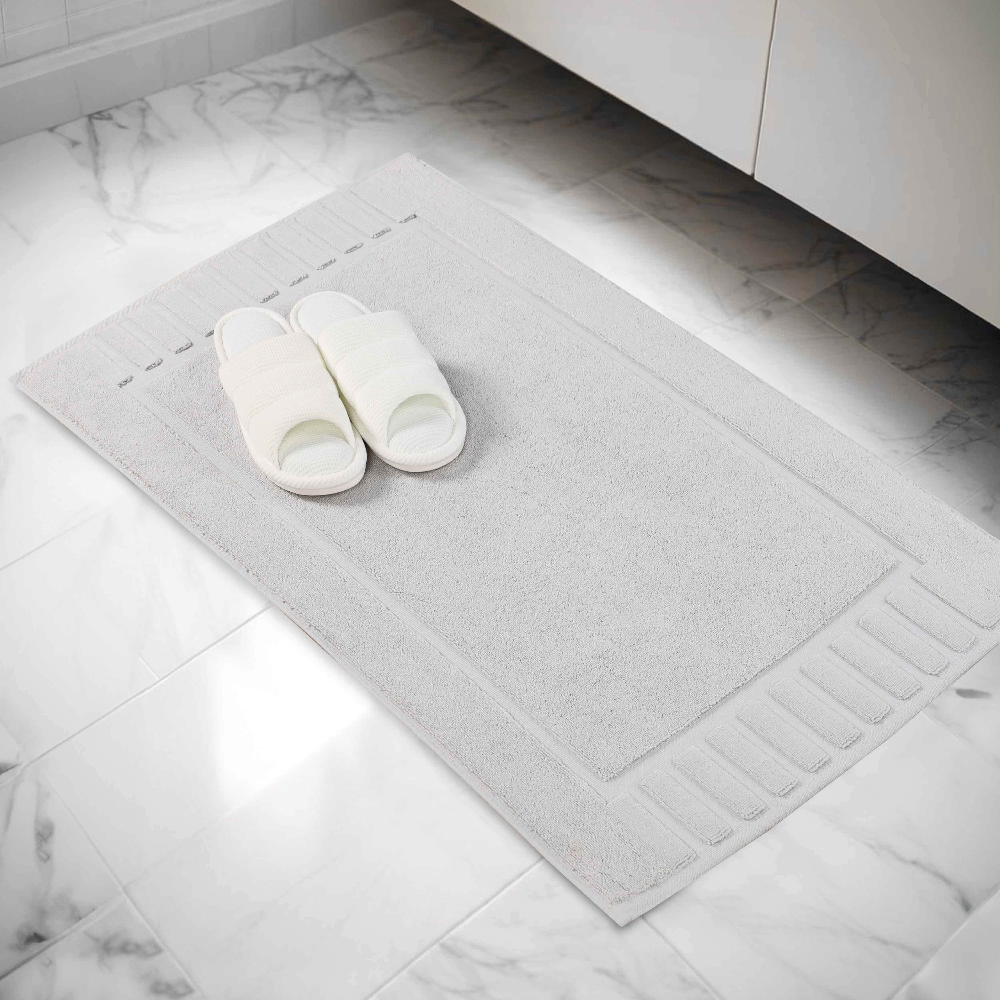 Embossed-frame Cotton Bath Mat Set of 2