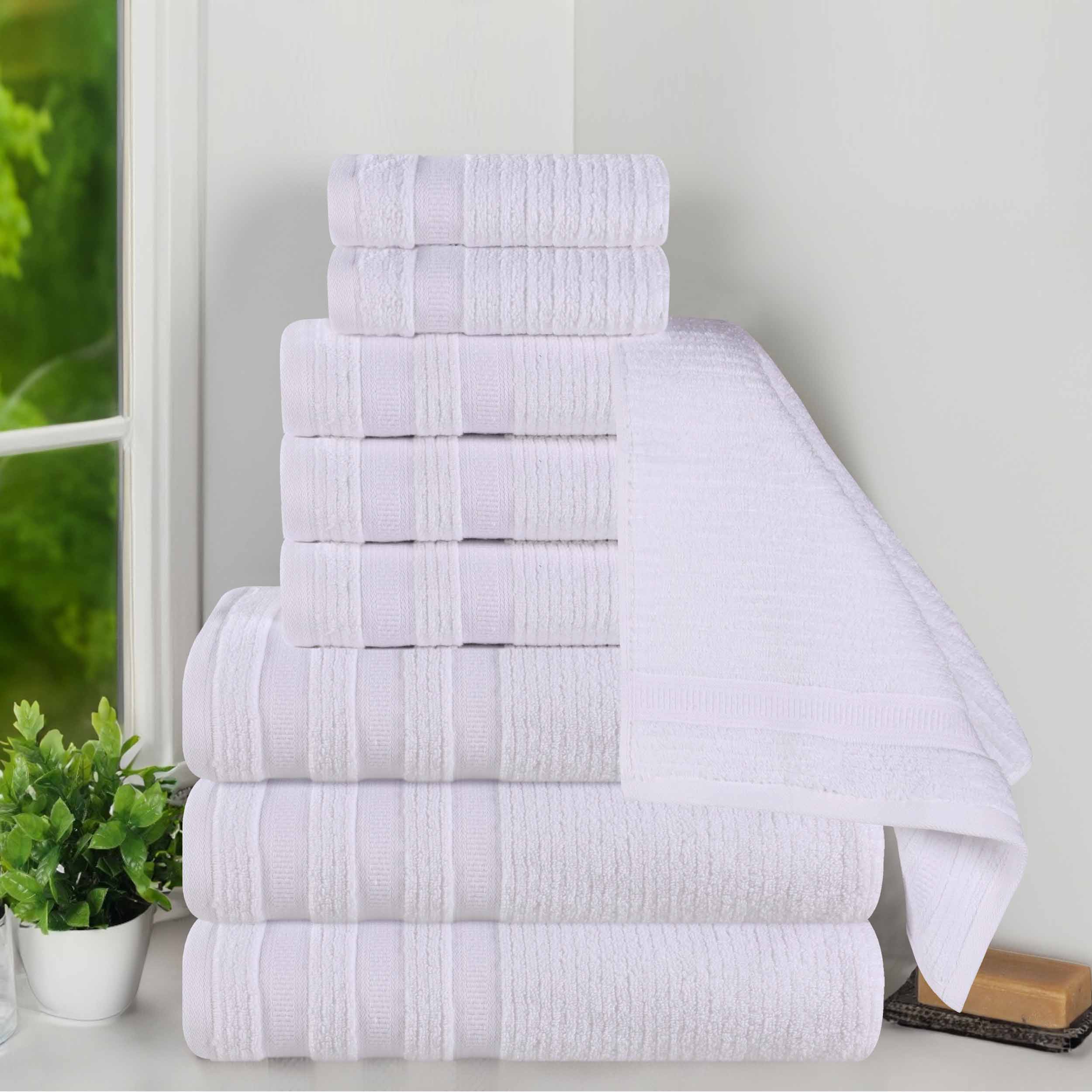 Checkered-ribbed Zero Twist Cotton Towel Set