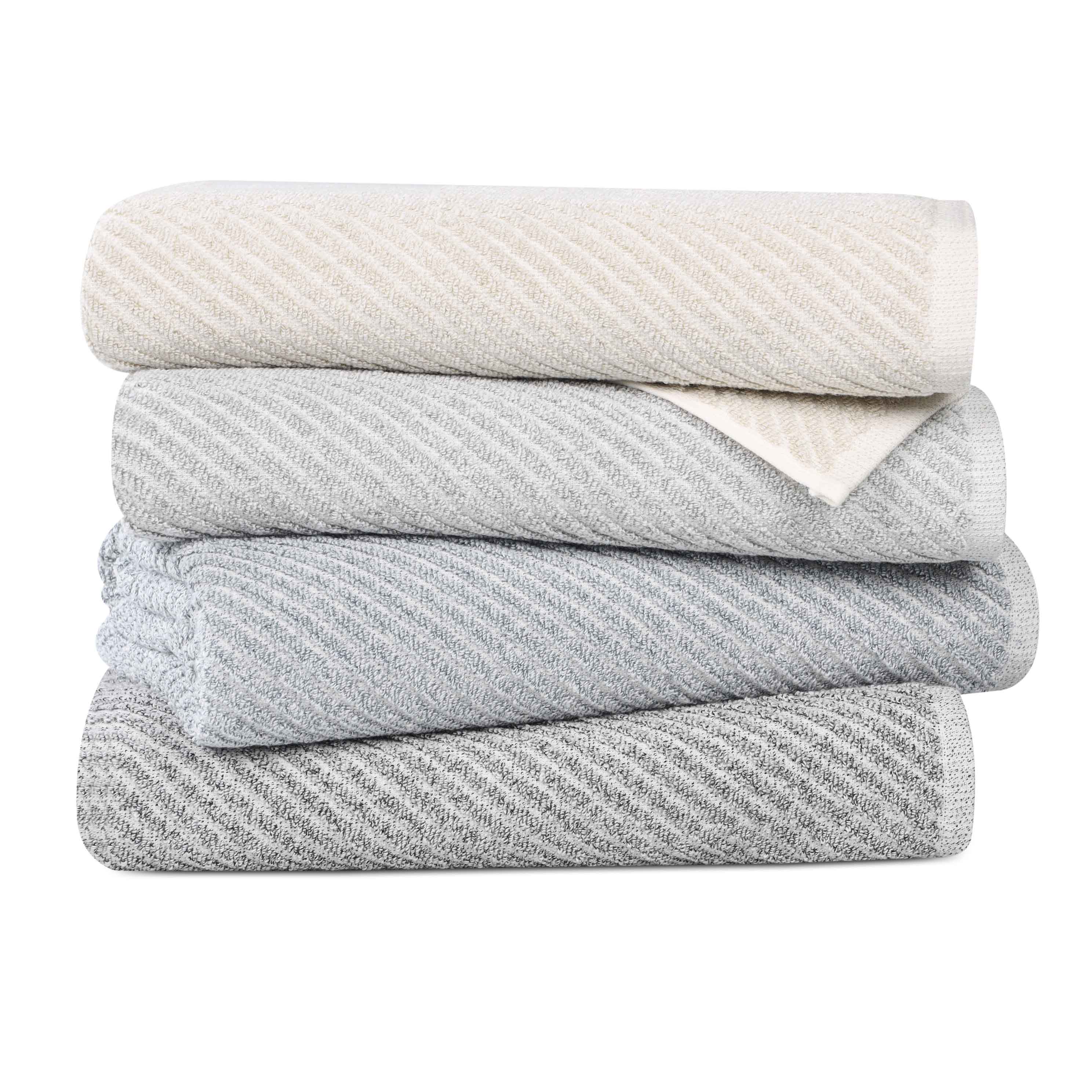 Diagonal Chevron-textured Cotton Blend 8 Piece Towel Set