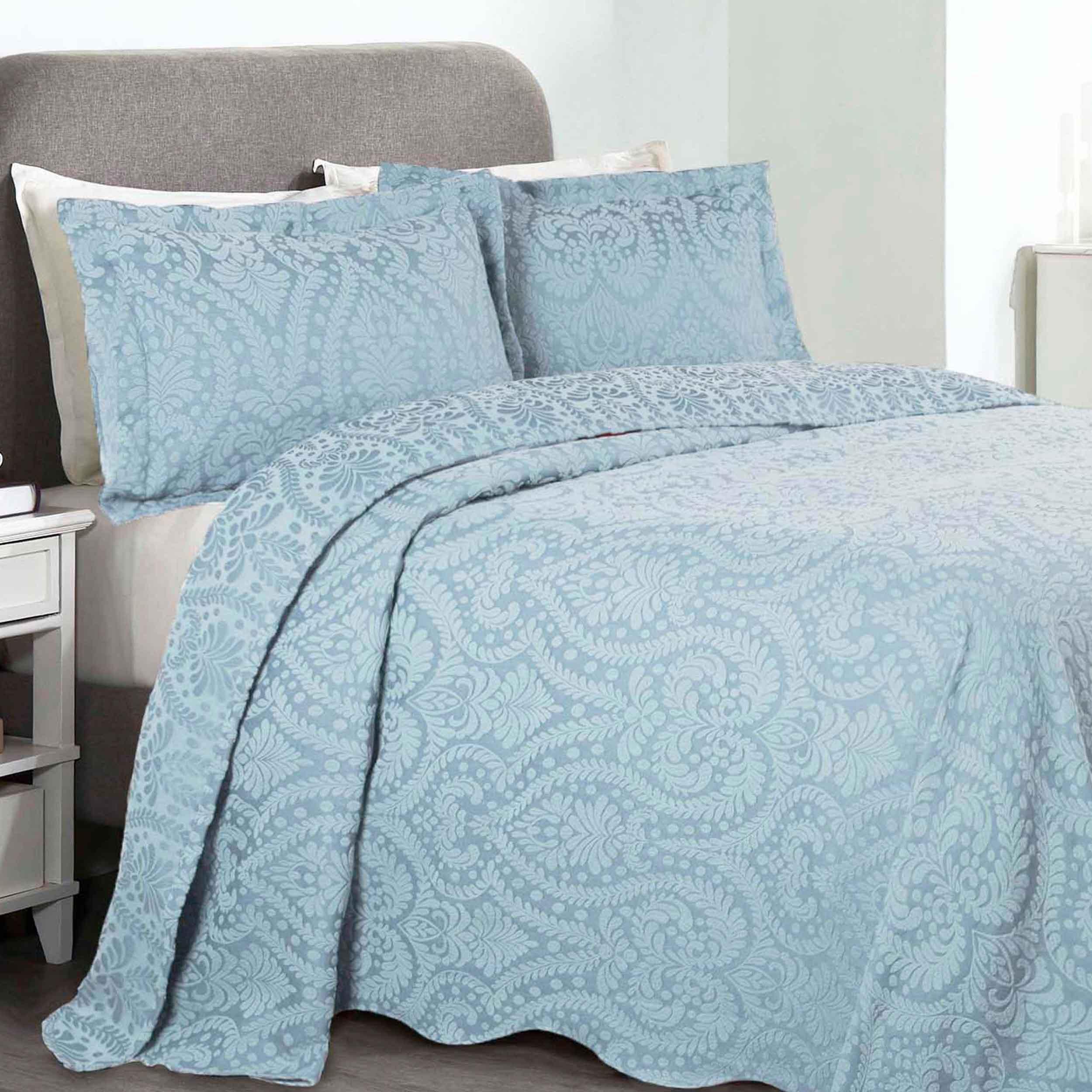 Floral-motif Cotton Bedspread Set