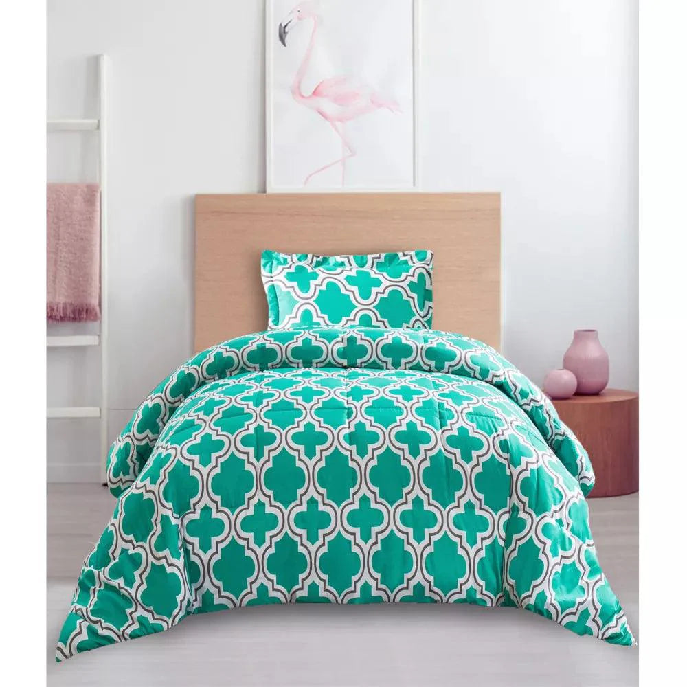 Geometric-patterned Cotton Dorm Textile Set