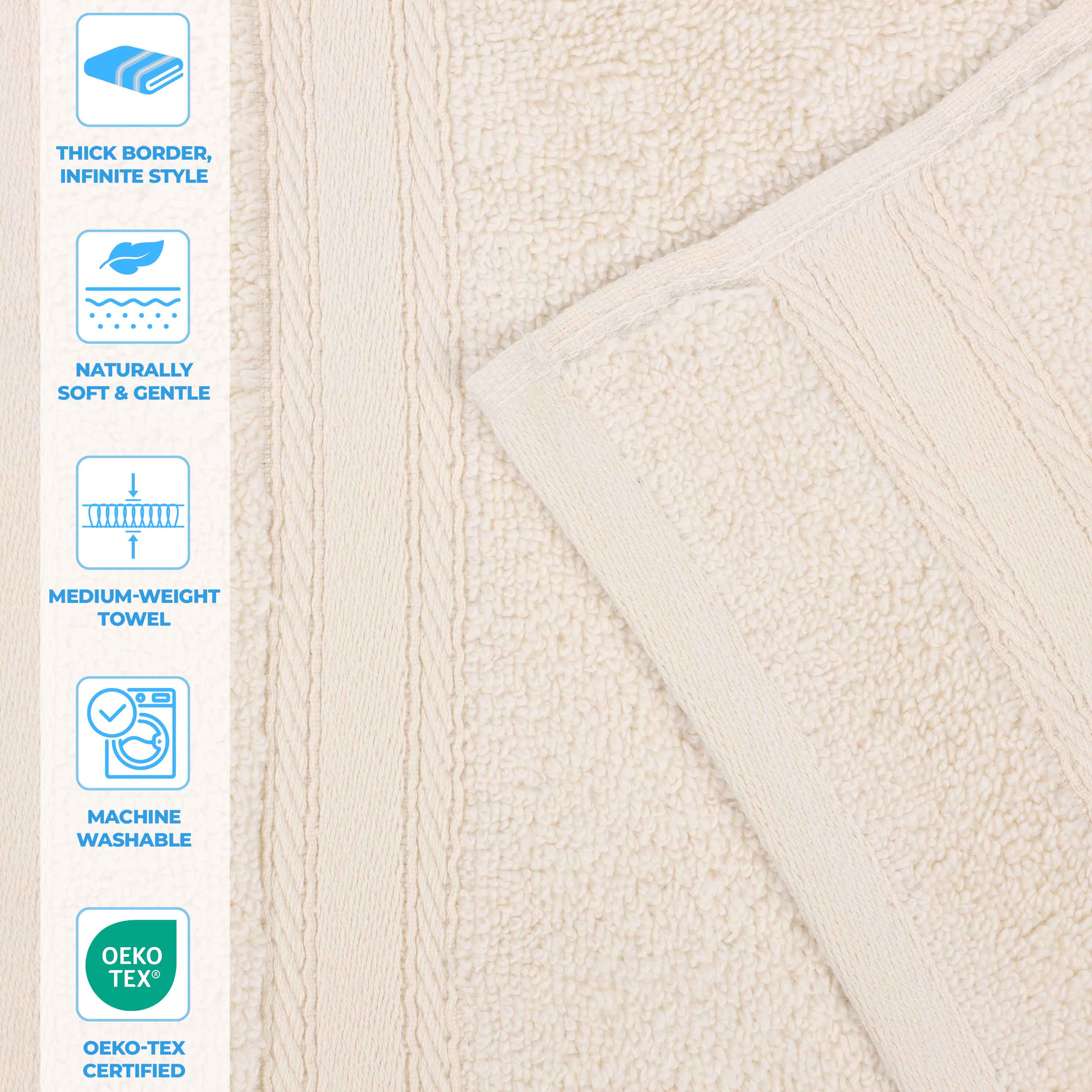 Thick-bordered Zero-twist Cotton 9 Piece Towel Set