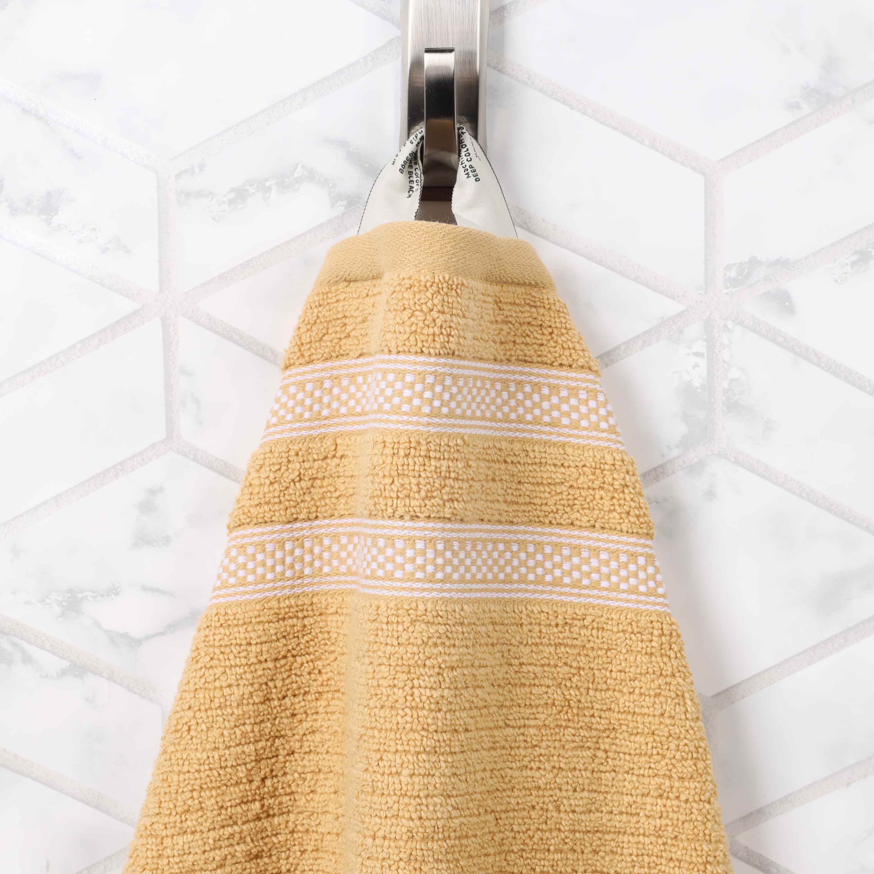 Checkered-striped Zero Twist Cotton Bath Towel Set