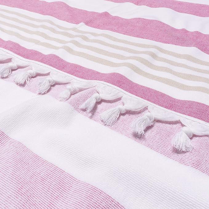 Tasseled Striped Cotton Beach Towel Set of 2