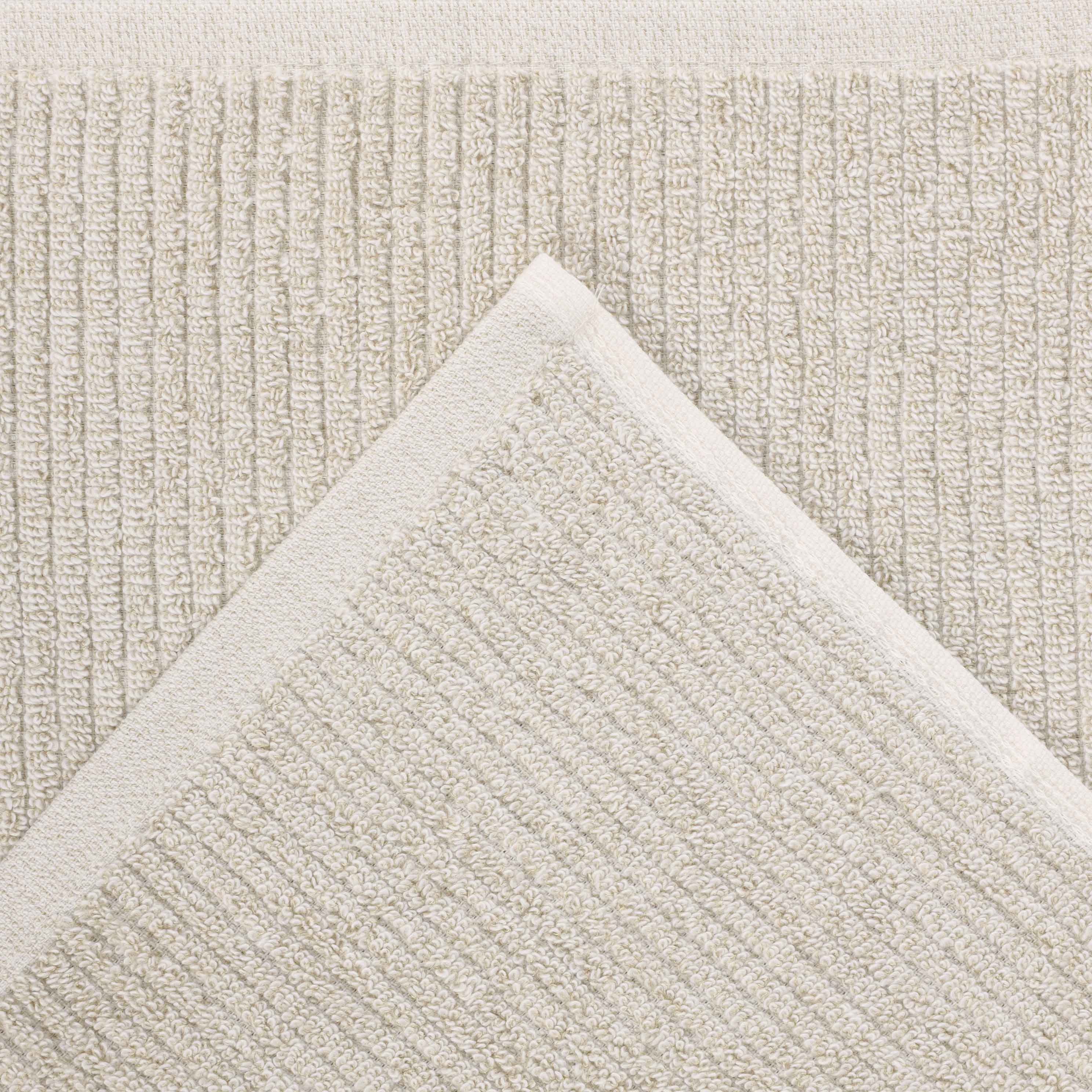 Two-tone Ribbed-border Cotton Blend Bath Sheet Set of 2