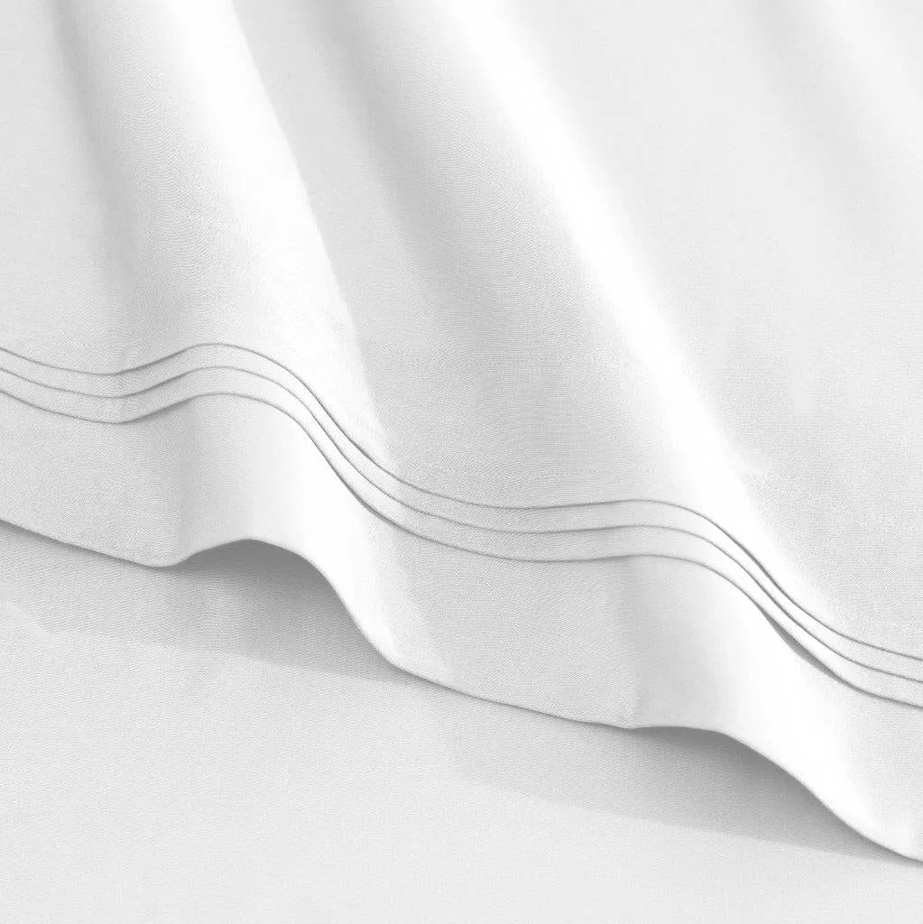 Decorative-wavy Stitched Egyptian Cotton Sateen Bed Sheet Set