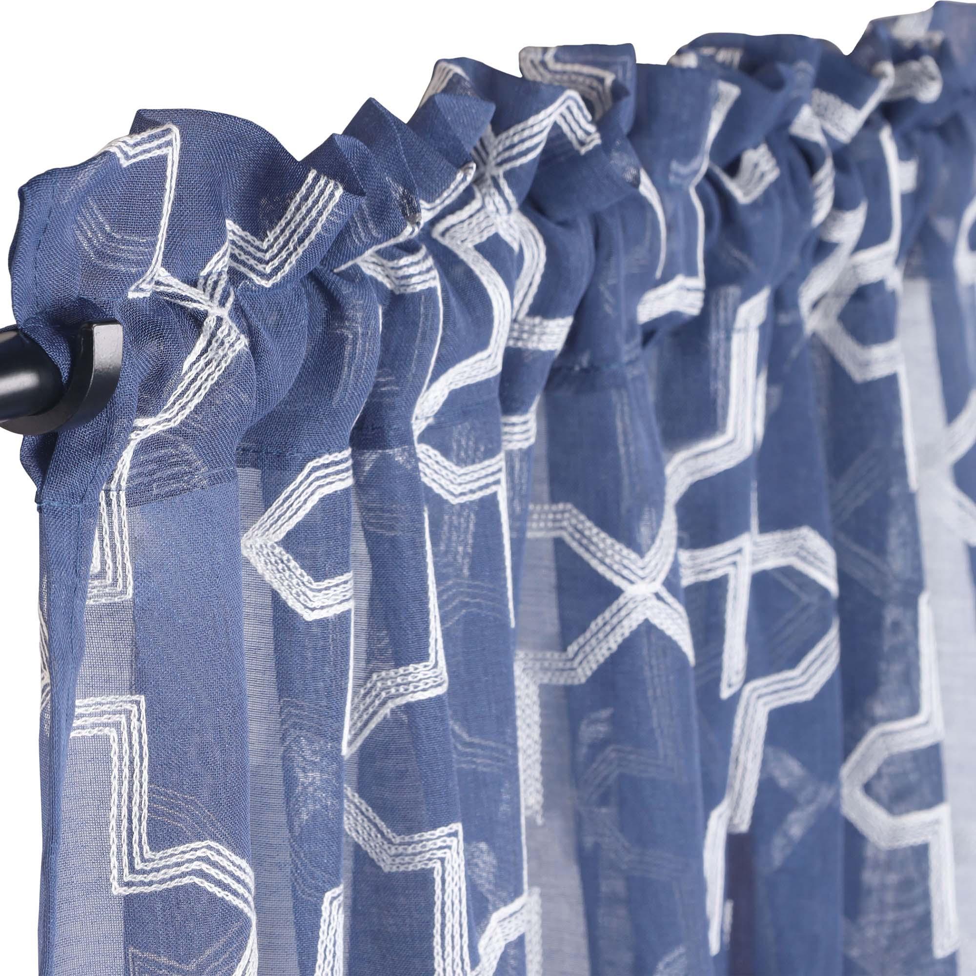 Geometric-patterned Semi Sheer Curtain Panel Set