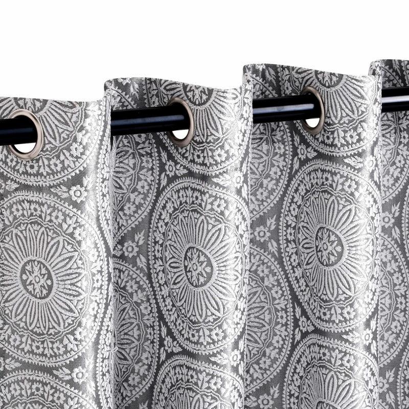 Embossed Mandala Pattern Curtain Panel Set