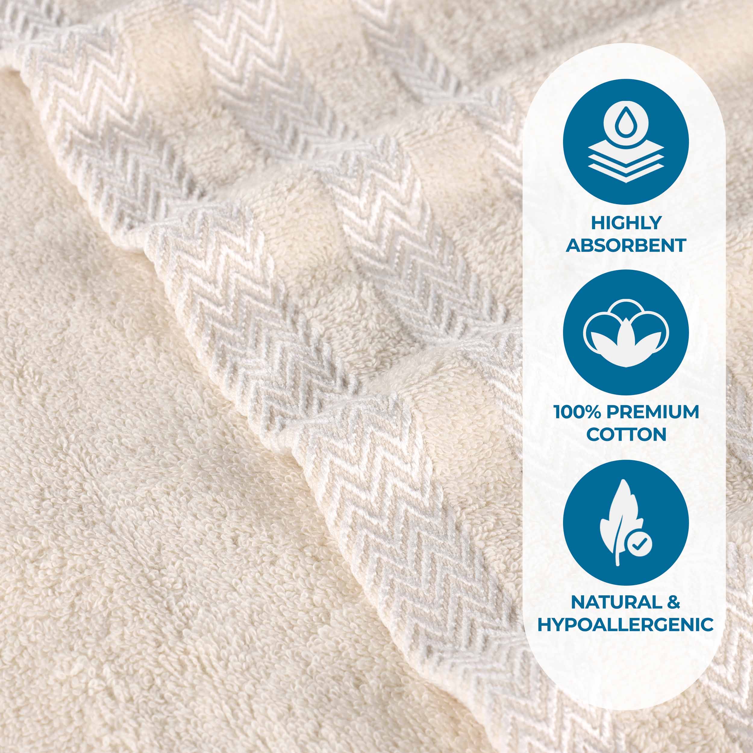 Chevron-dobby Border Cotton Face Towel Set