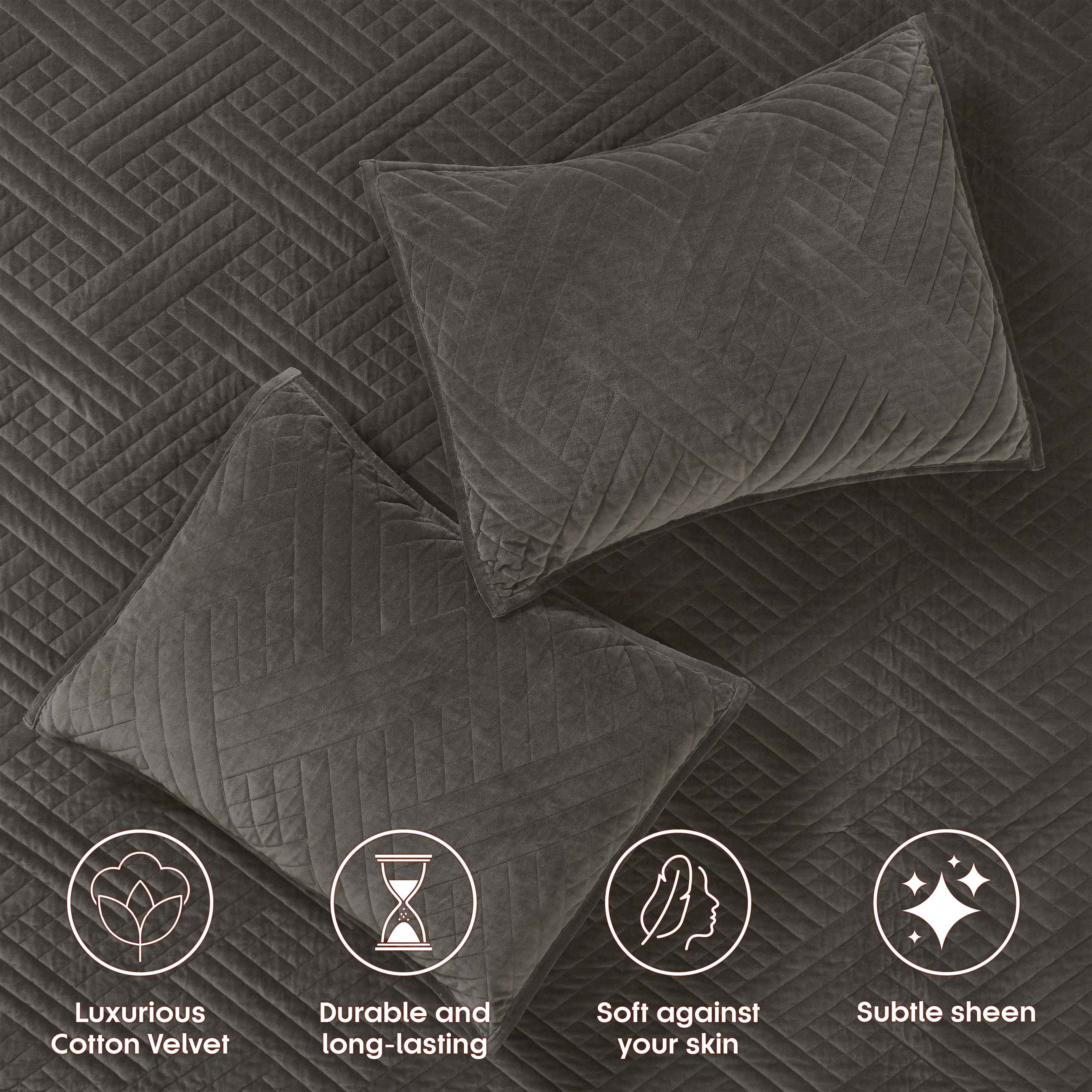 Geometric-quilted Cotton Velvet Bedding Set