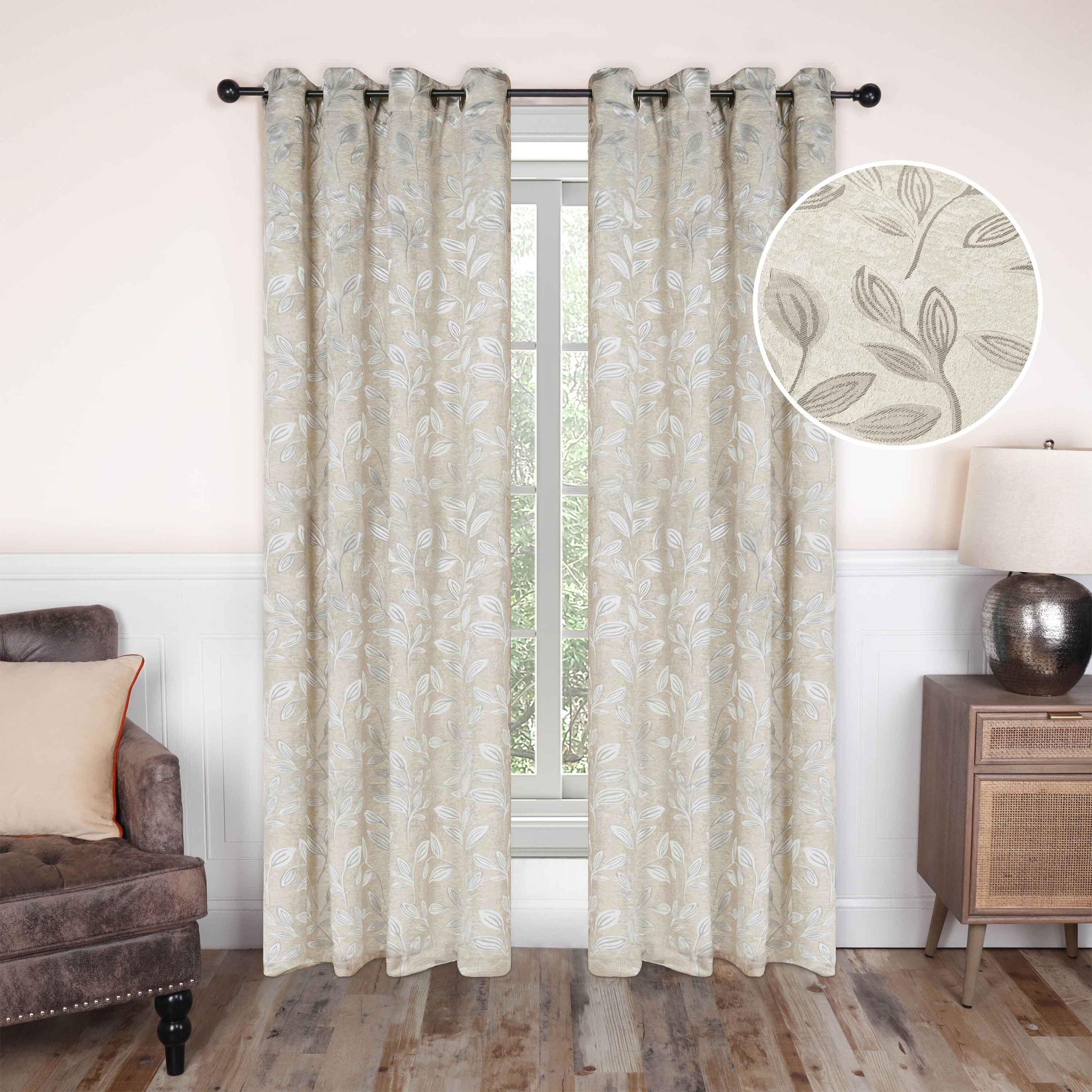 Leafy Botanical Textured Window Curtain Set of 2