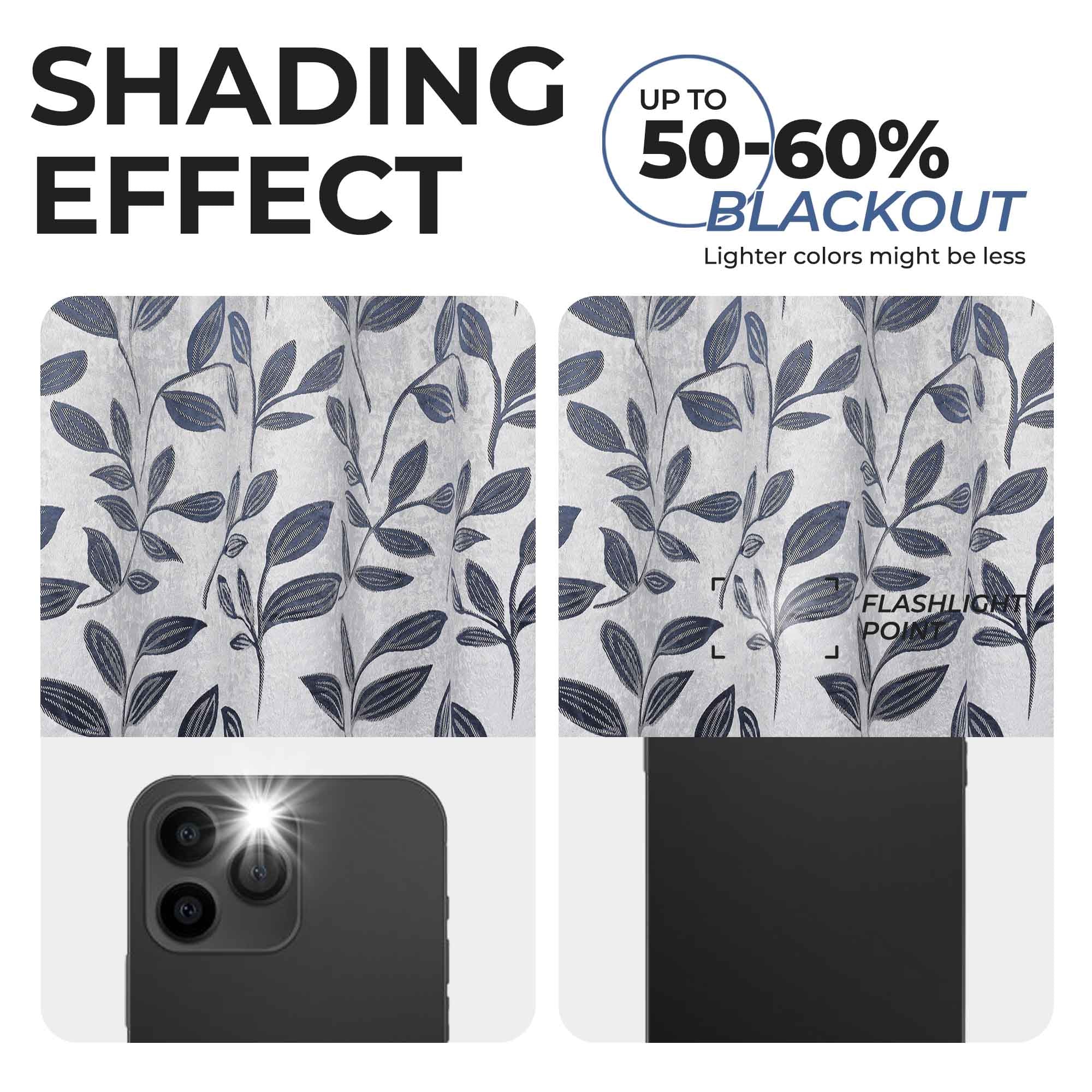 Leaf-motif Woven Window Curtain Set of 2