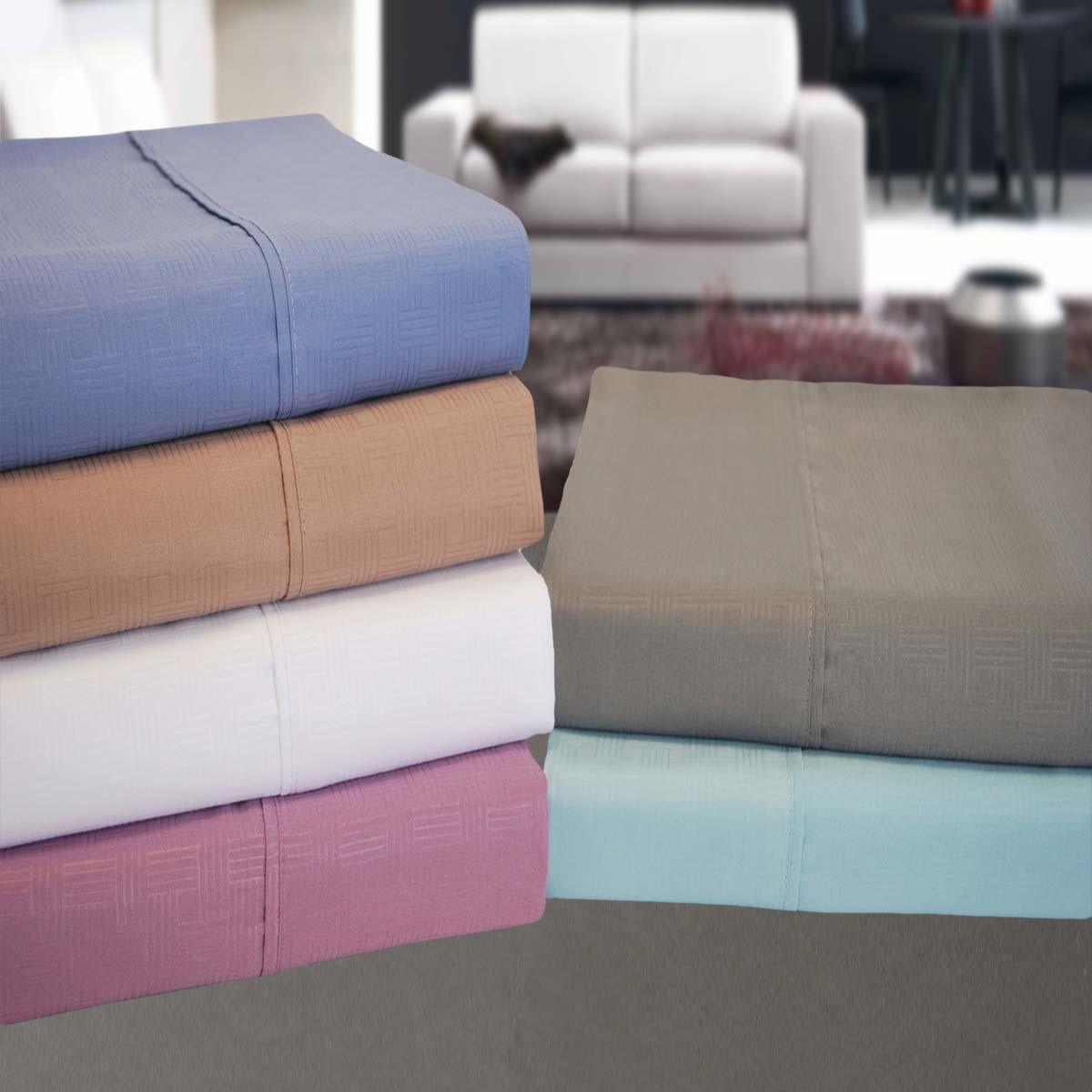 Geometric-textured Microfiber Bed Sheet Set