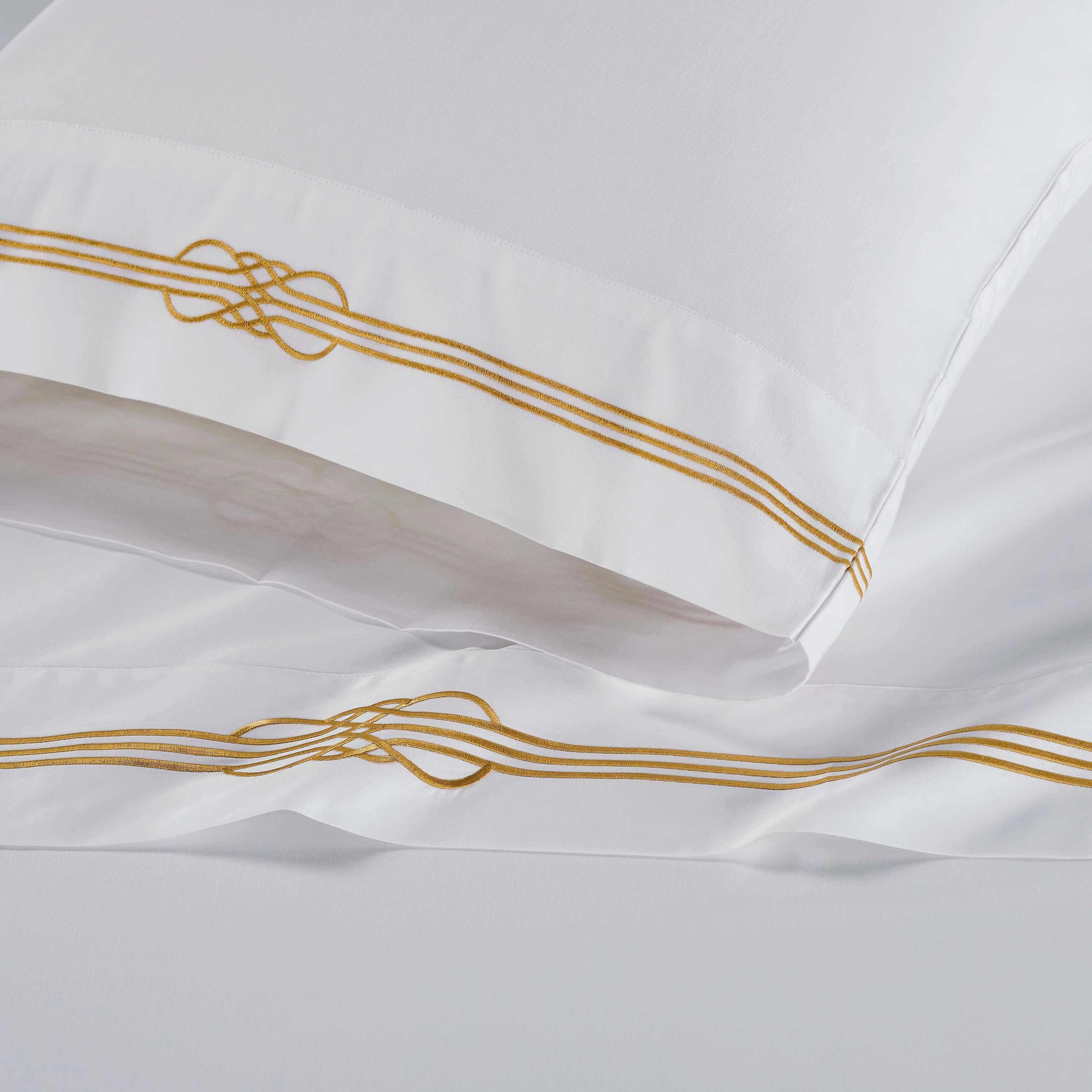 Knot-embroidered Cotton Bed Sheet Set