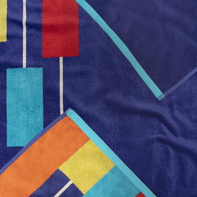 Geometric-patterned Cotton Beach Towel Set of 2