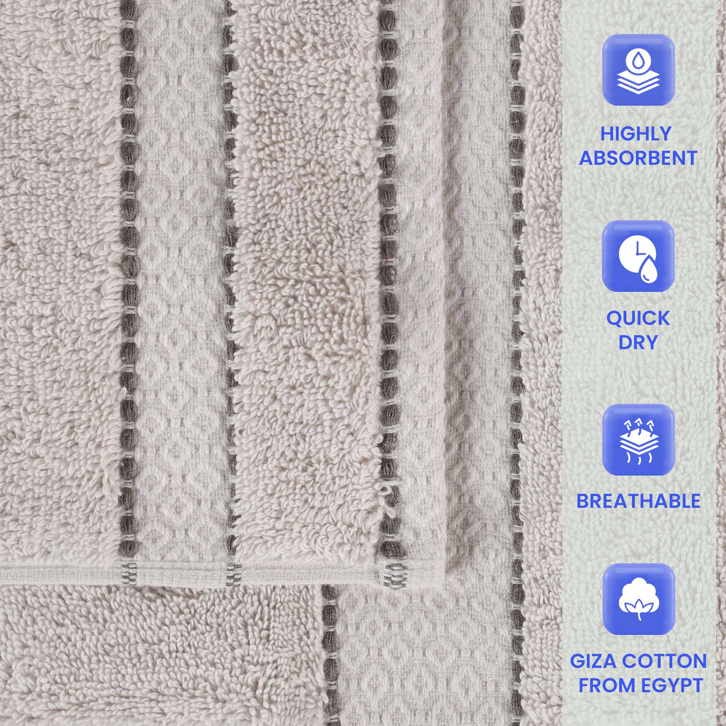 Dot-stitched Giza Cotton Bathroom Towel Set