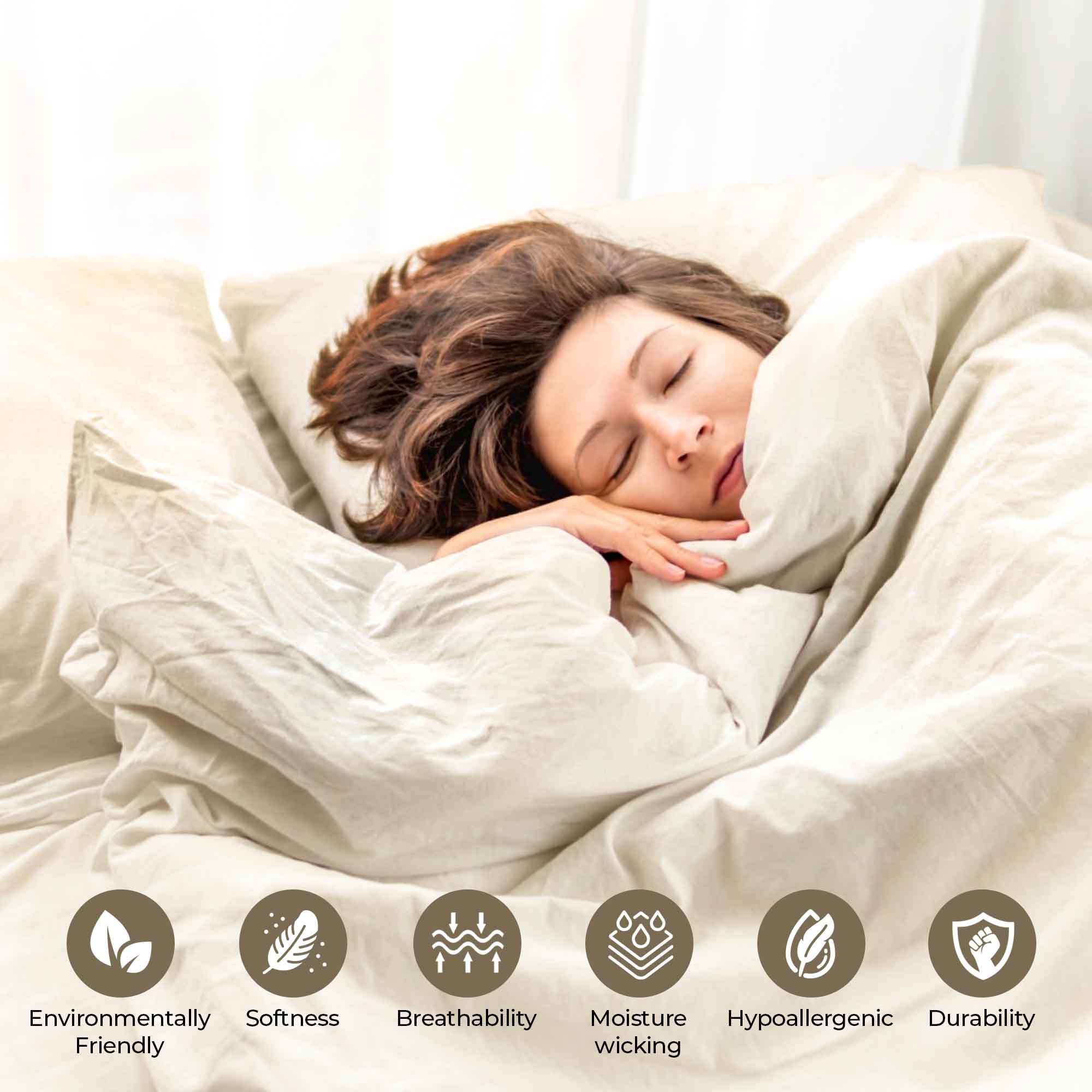 Button-closure Cotton Linen Duvet Cover Set