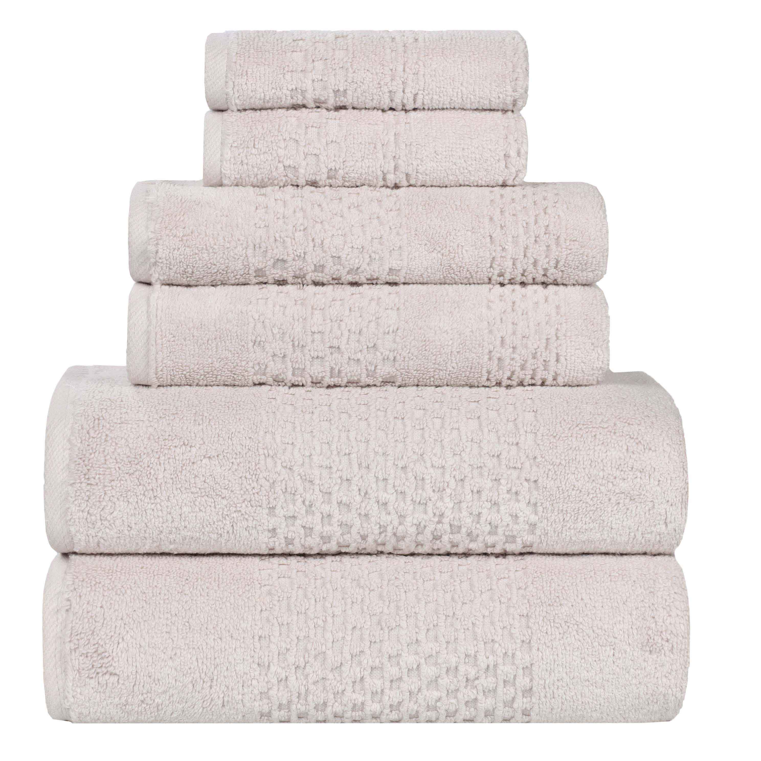 Ribbed-border Zero Twist Cotton Towel Set