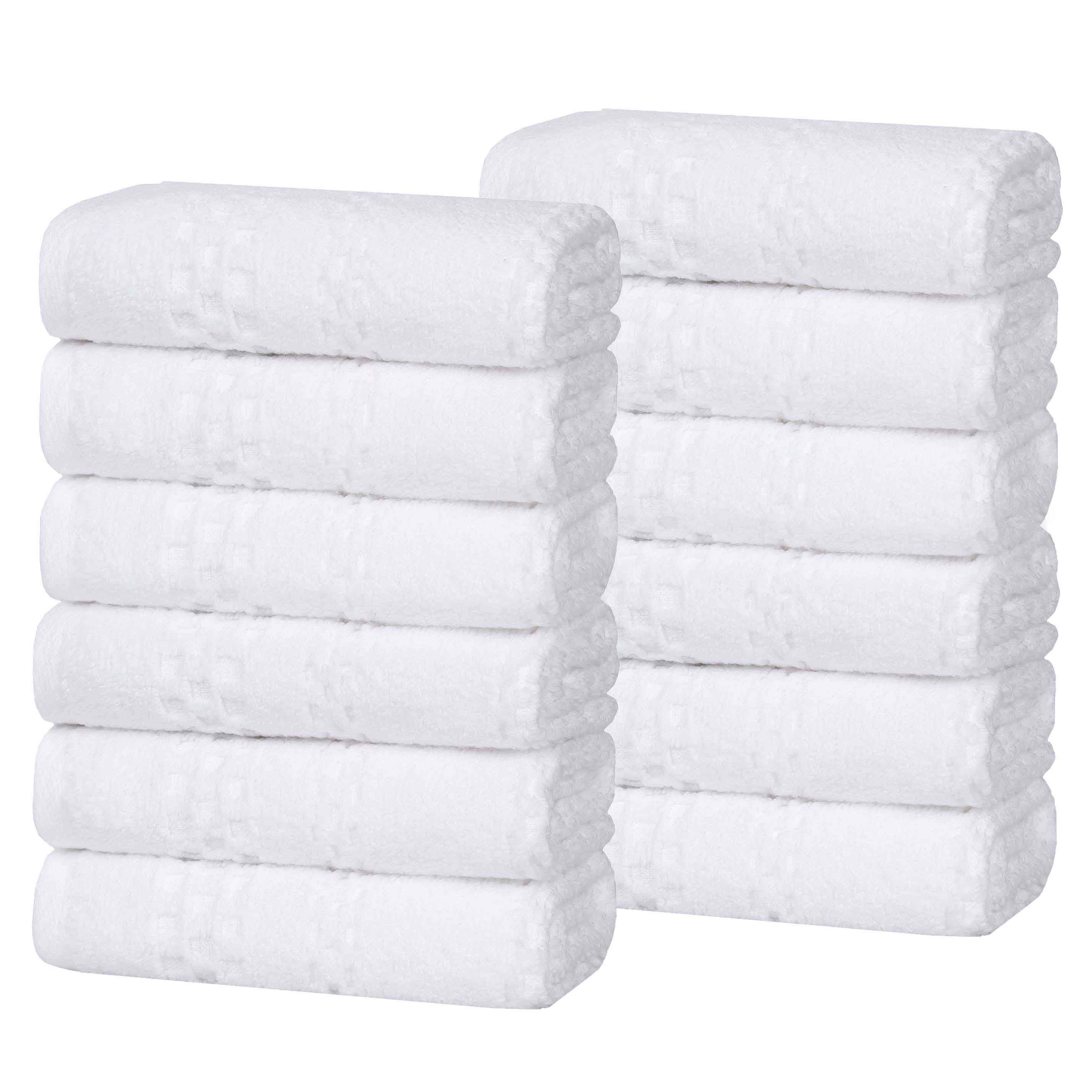 Waffle-textured Zero Twist Cotton Face Towel Set of 12