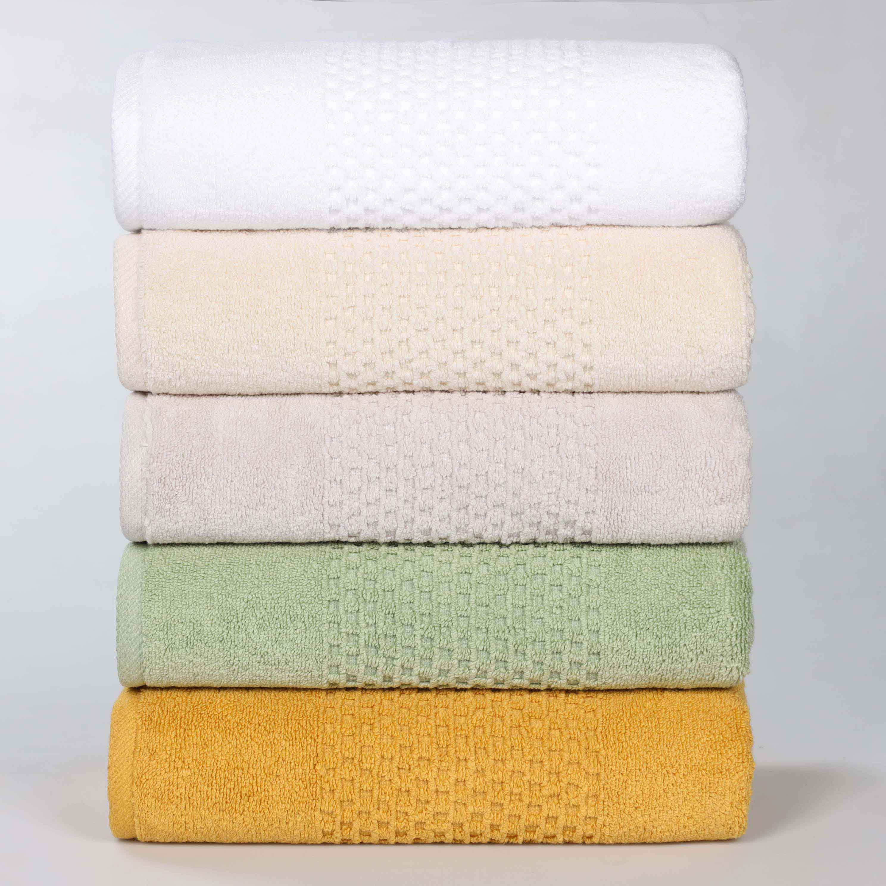 Thick-bordered Waffle-textured Zero Twist Cotton Hand Towel Set of 6