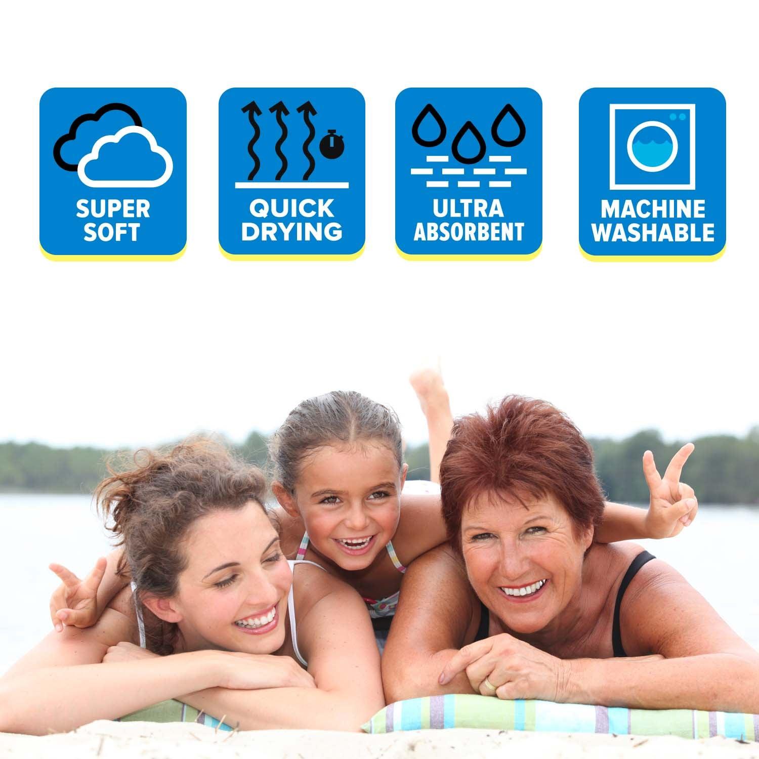 Dual-texture Striped Egyptian Cotton Beach Towel Set