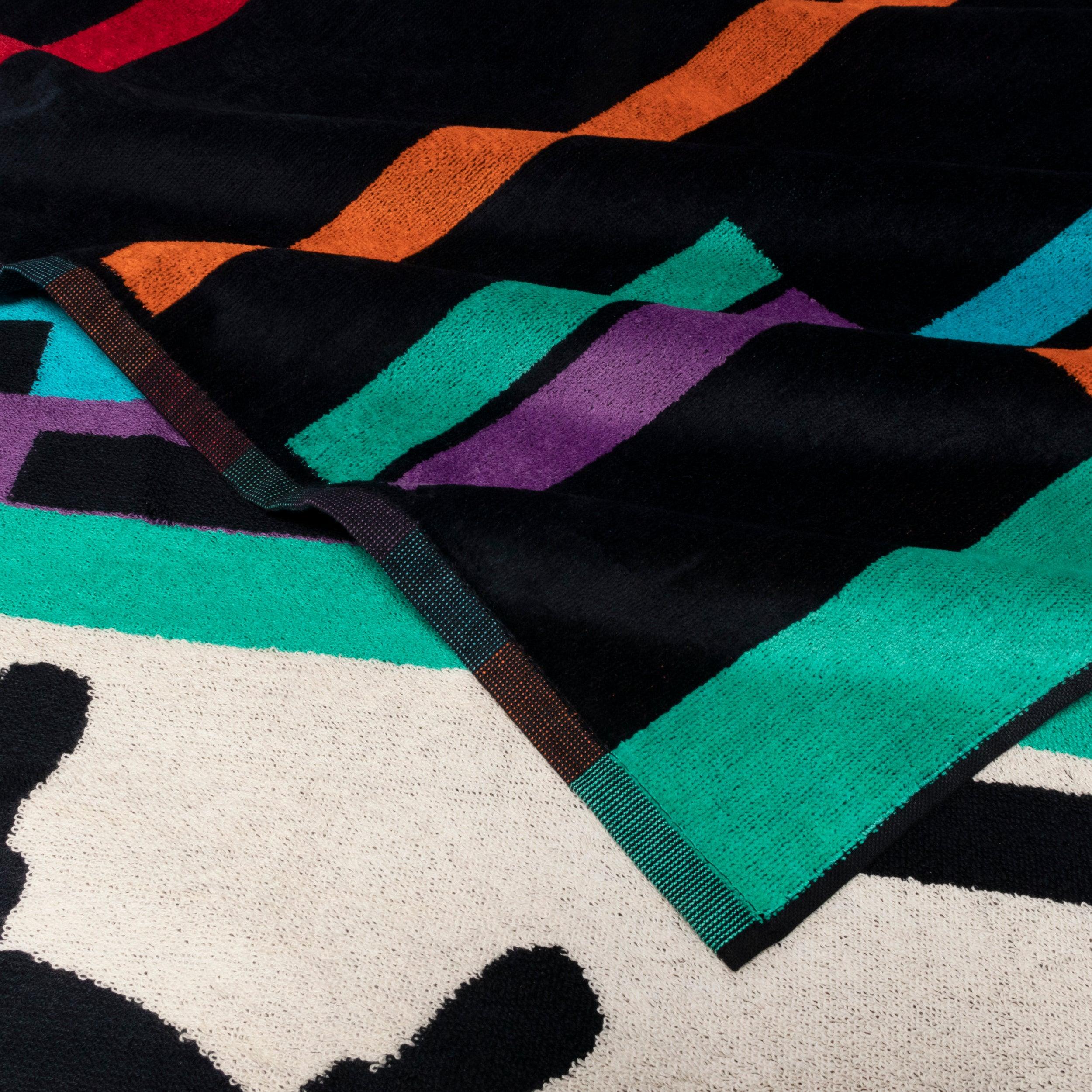 Reversible Ship's Wheel Geometric Striped Beach Towel Set of 2