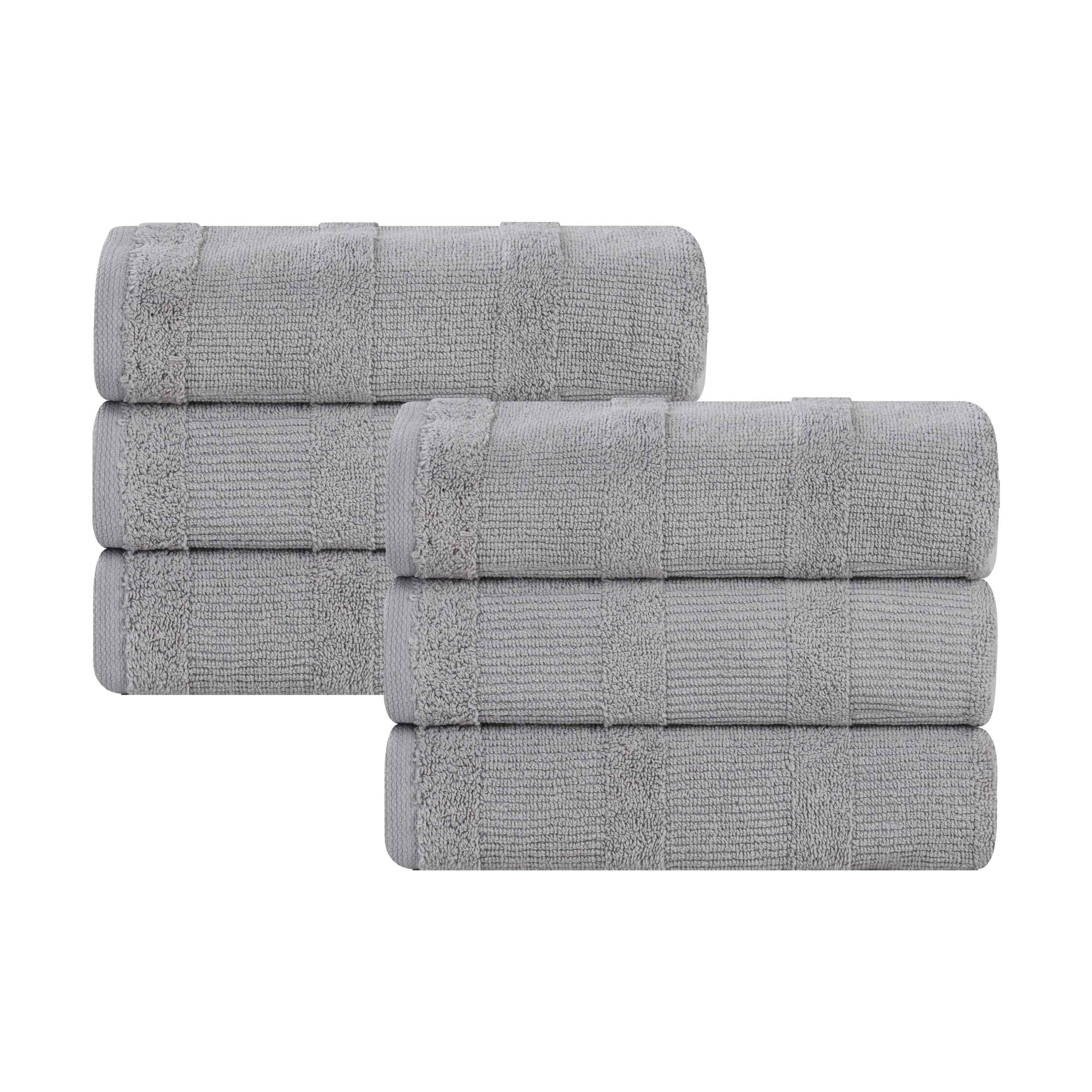 Decorative-trim Cotton Bath Towel Set of 6