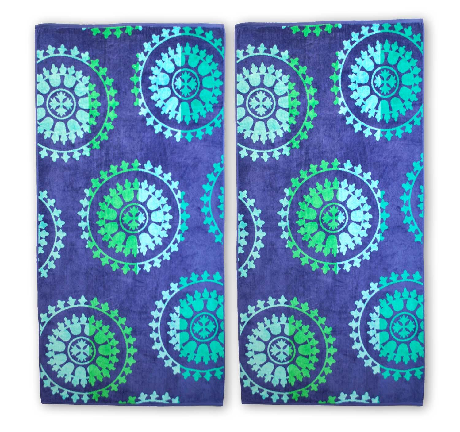 Mandala-motif Cotton Beach Towel Set of 2