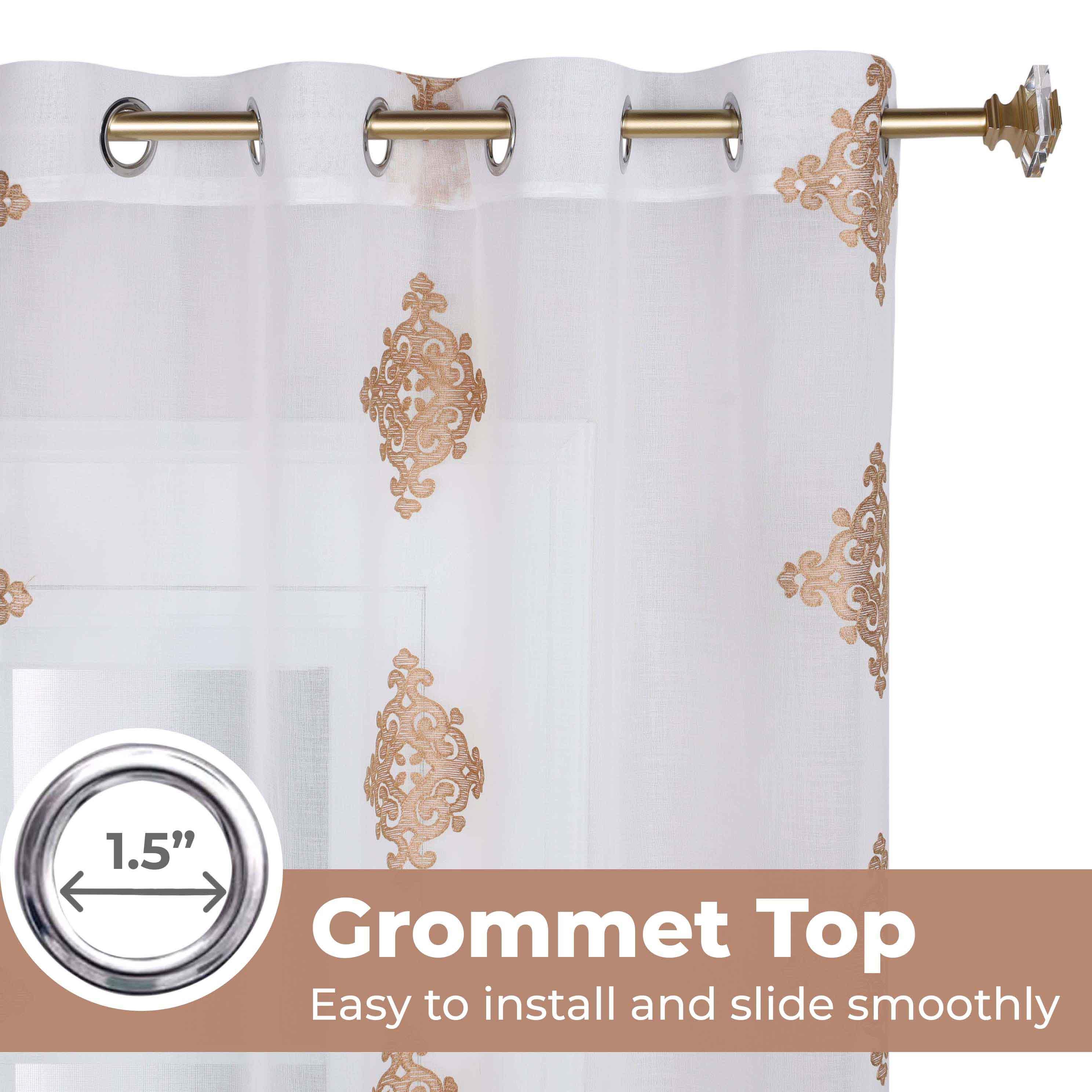 Diamond-patterned Sheer Grommet Curtain Panel Set