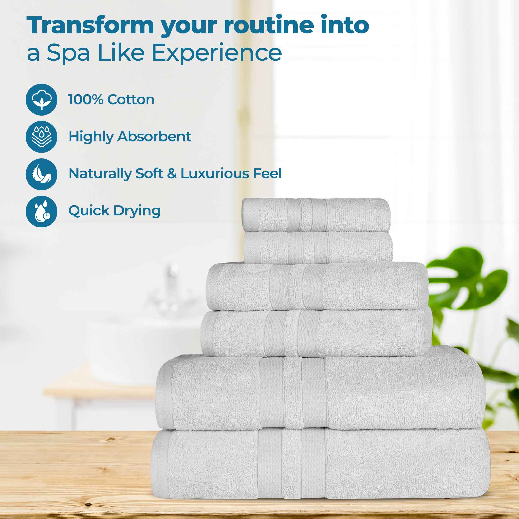 Textured-band Cotton 12 Piece Assorted Bath Towel Set