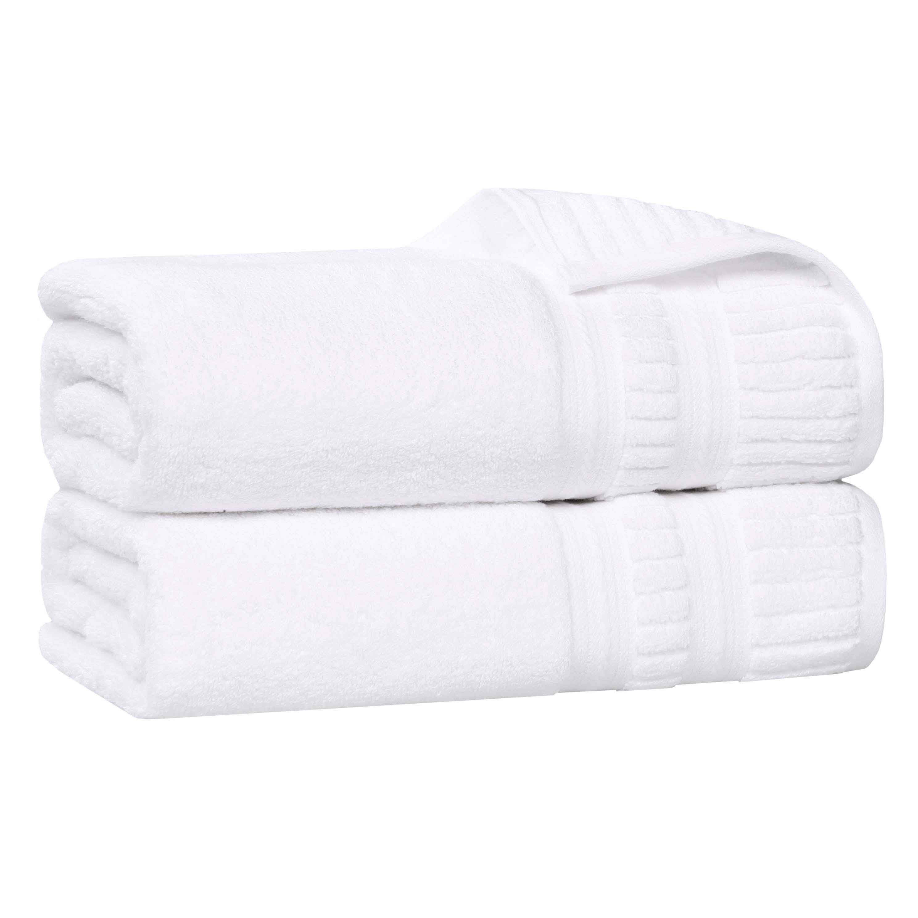 Ribbed-border Zero Twist Cotton Bath Sheet Set of 2
