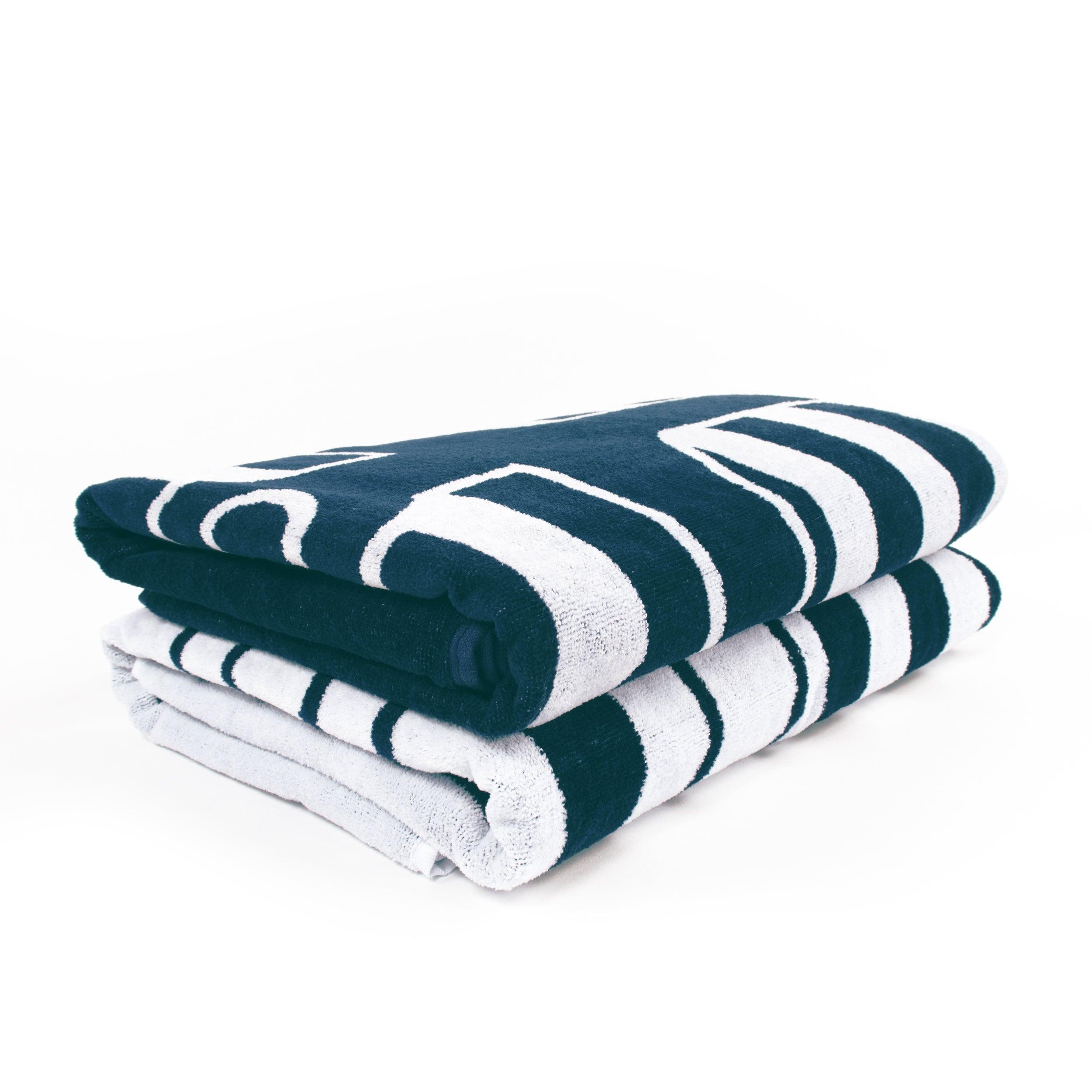 Nautical Anchor-striped Egyptian Cotton Beach Towel Set of 2