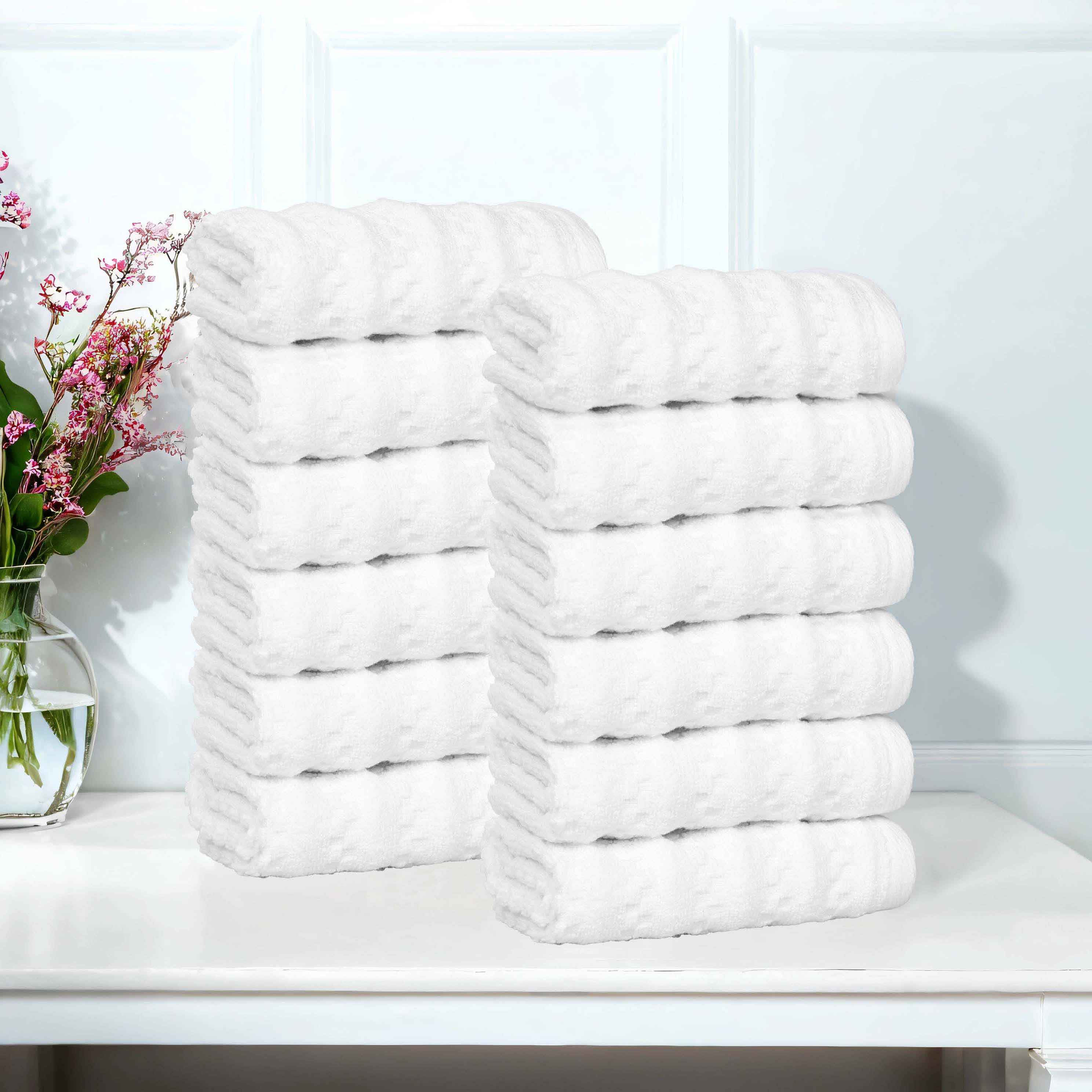 Waffle-textured Zero Twist Cotton 12-Piece Face Towel Set