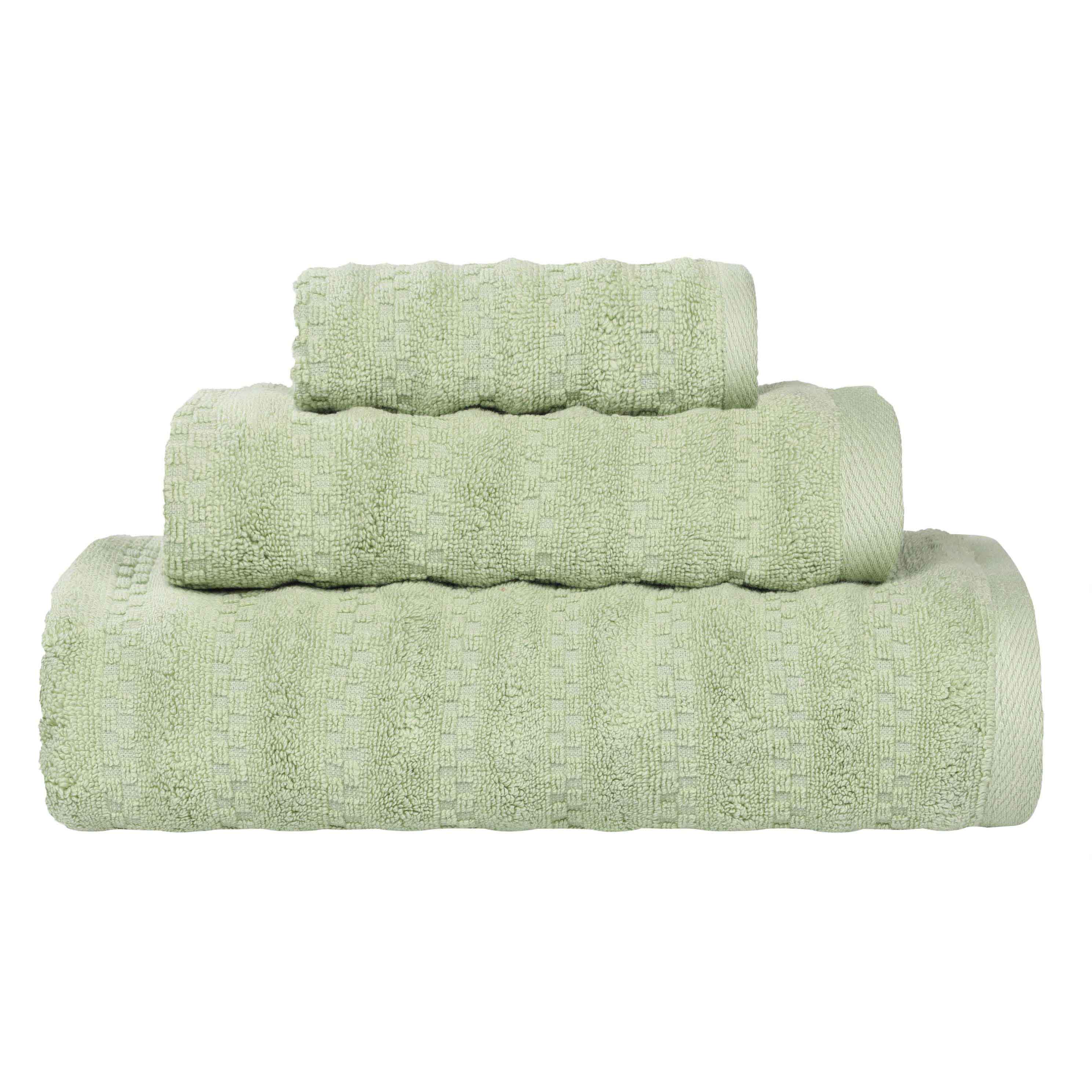 Waffle-textured Zero Twist Cotton 3 Piece Towel Set