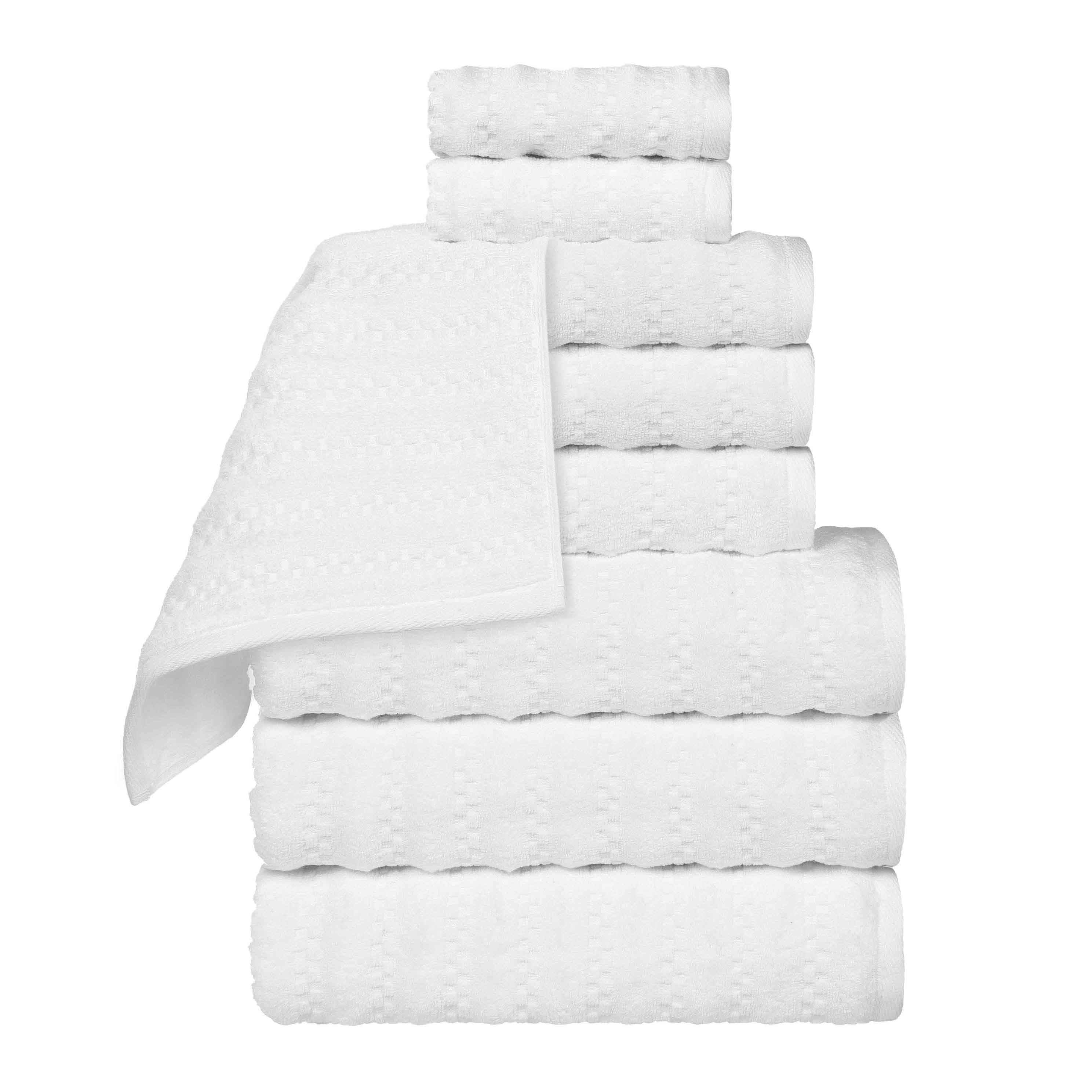 Geometric-embossed Zero Twist Cotton 9 Piece Towel Set